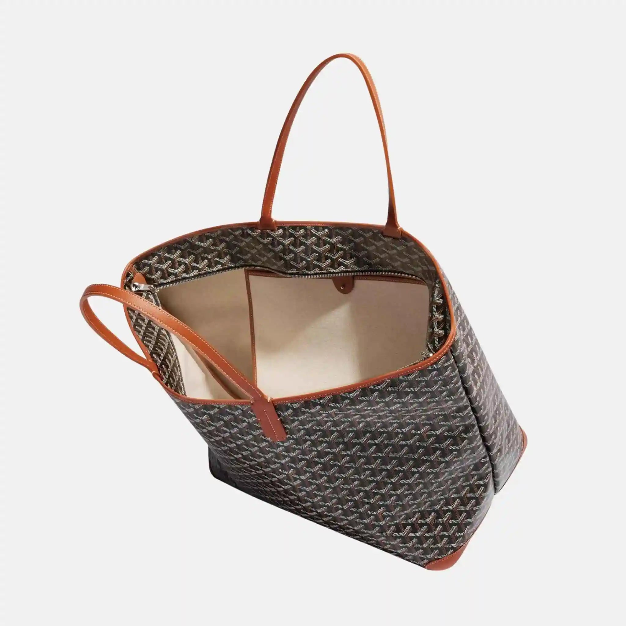 Goyard Artois GM Bag, Black and Tan, Inside