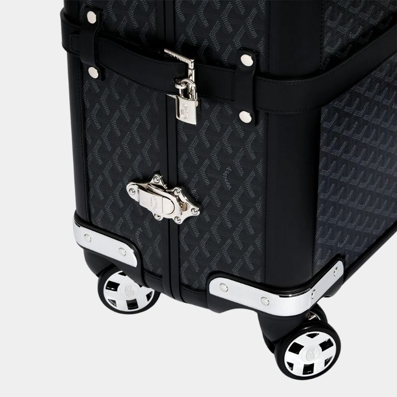 Goyard Bourget PM Trolley Case Jet Black, 360 Degree Wheels And Secure, Bottom View