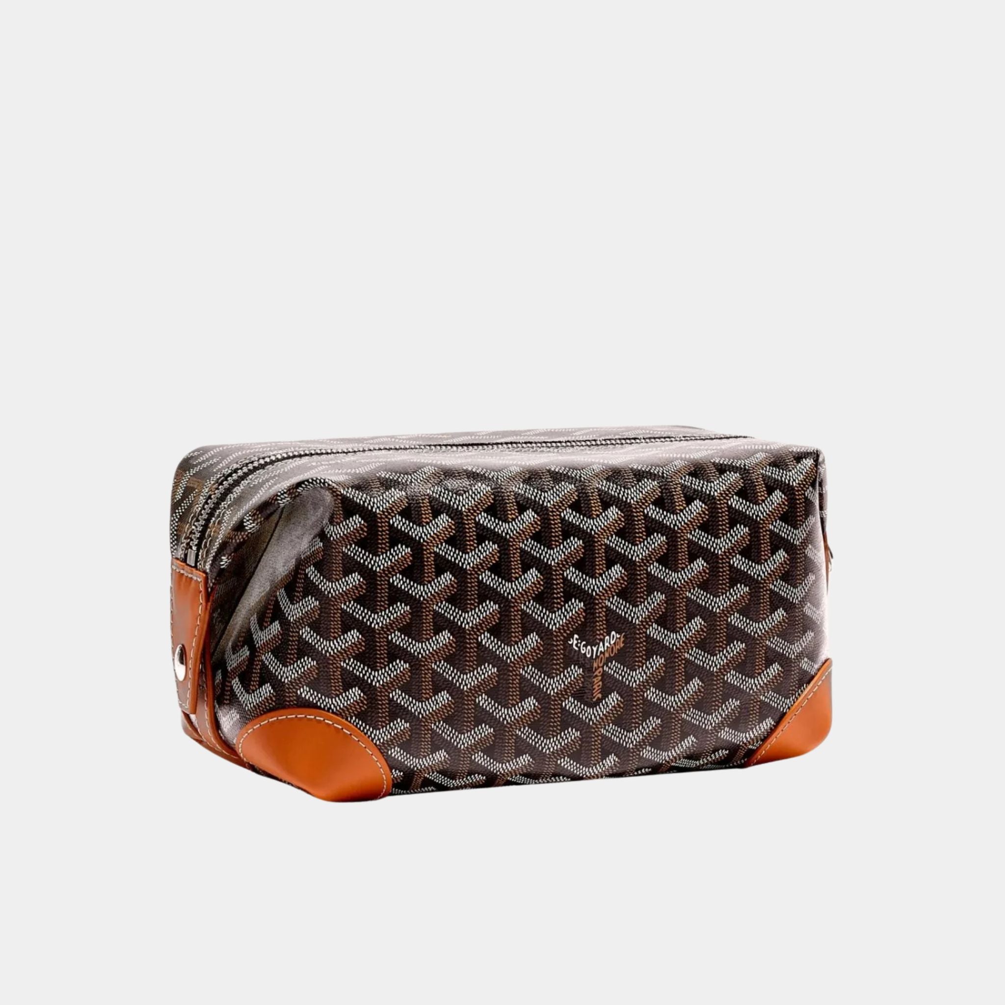 Goyard Bowling 25 Toiletry Bag, Brown, Front View