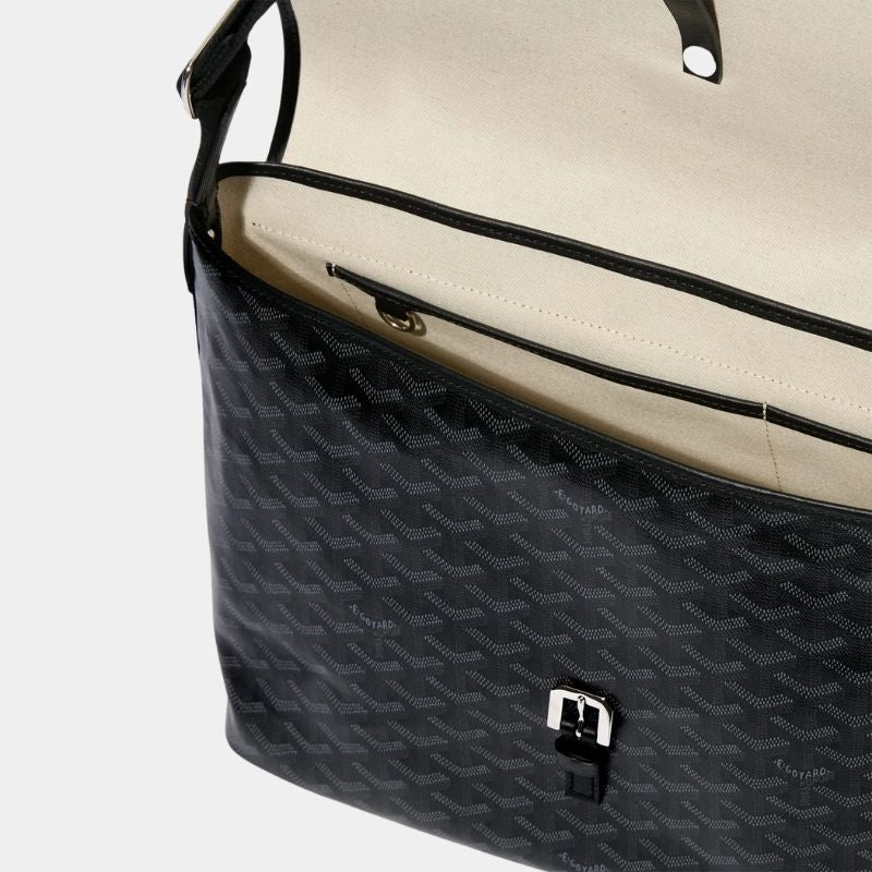 Goyard Capetien MM Messenger Bag, Jet Black, Interior View