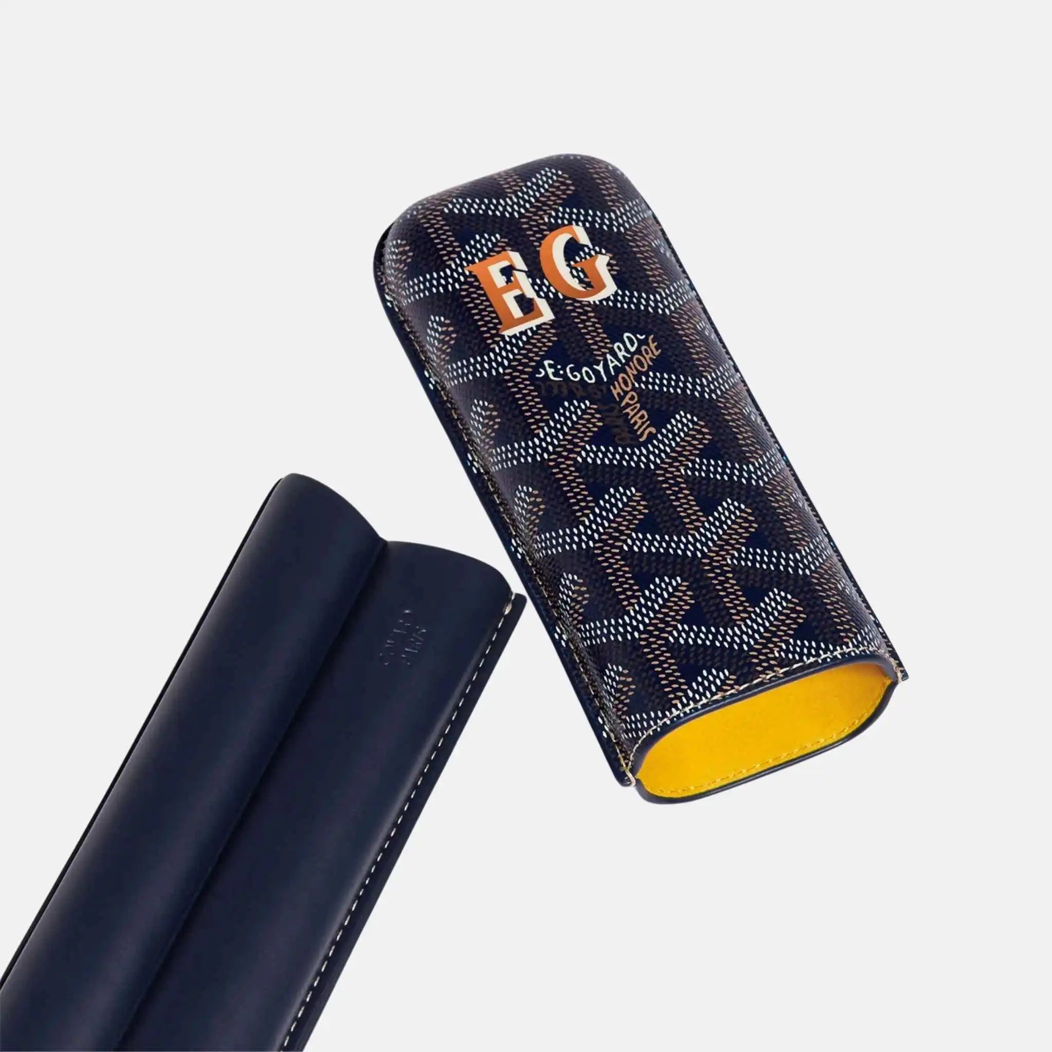 Goyard Churchill 2 Cigar Case Initials, Navy Blue, Inside