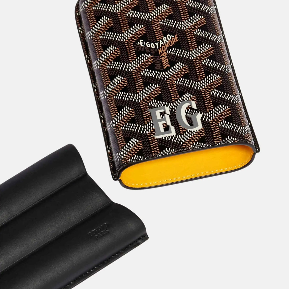Goyard Churchill 3 Cigar Case Initials, Black, Inside