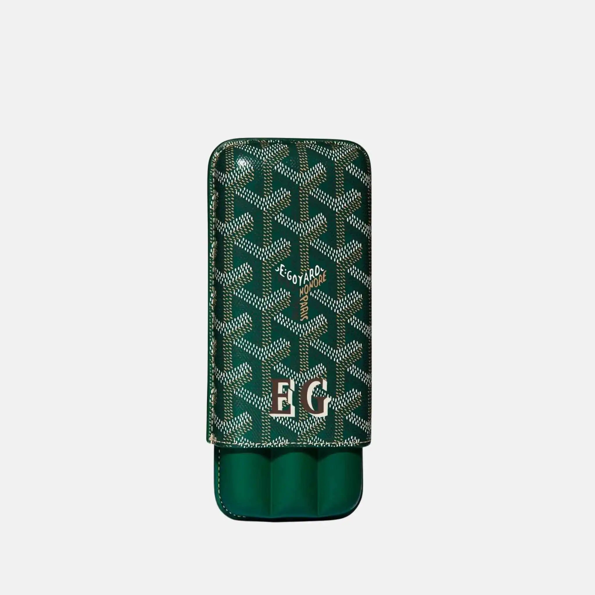 Goyard Churchill 3 Cigar Case Initials, Green