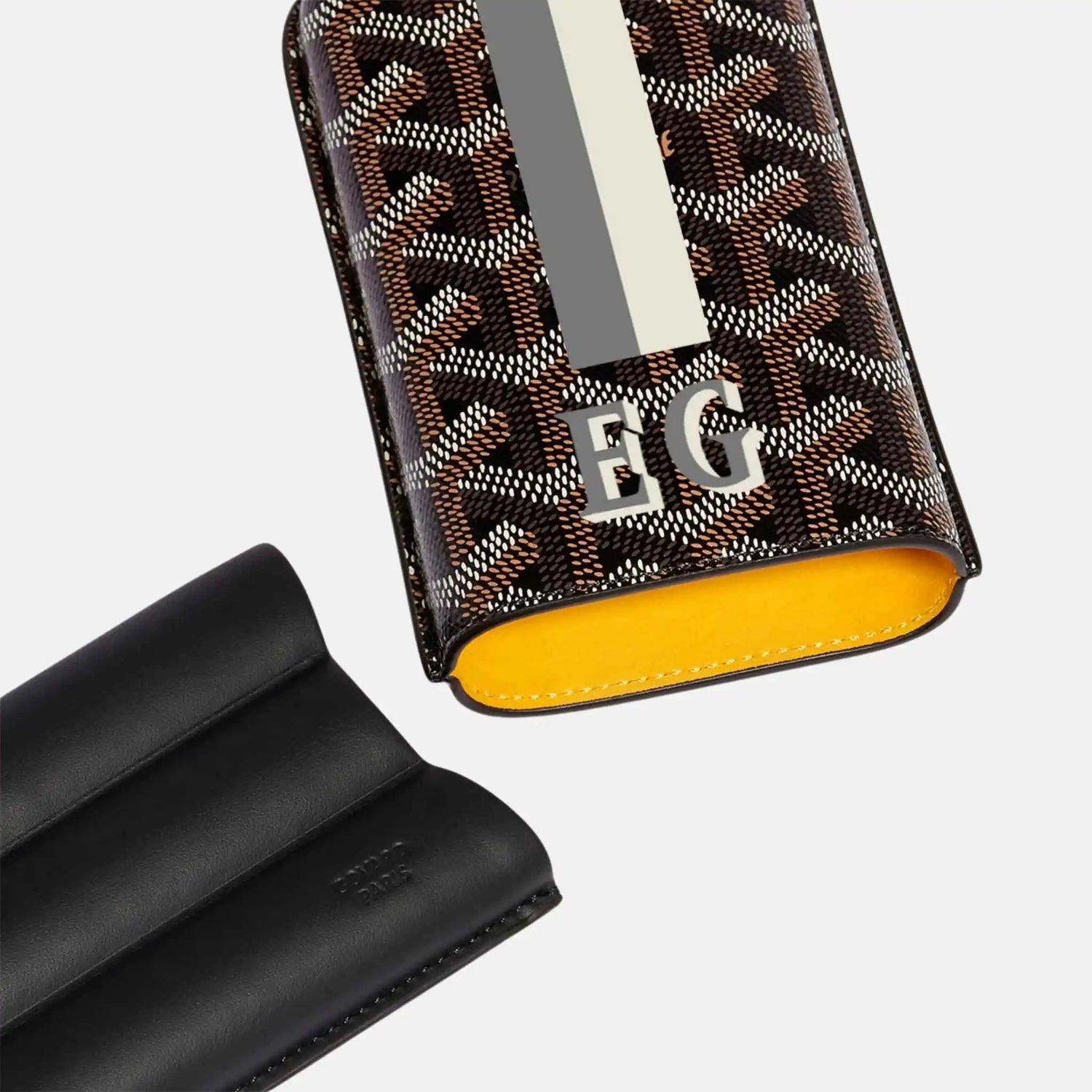 Goyard Churchill 3 Cigar Case Stripes and Initials, Black, Inside
