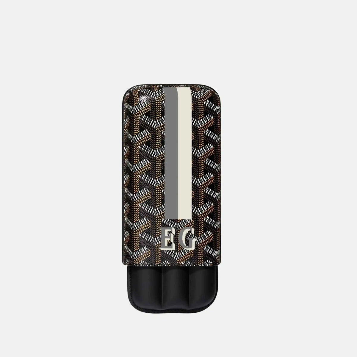 Churchill 3 Cigar Case Stripes and Initials