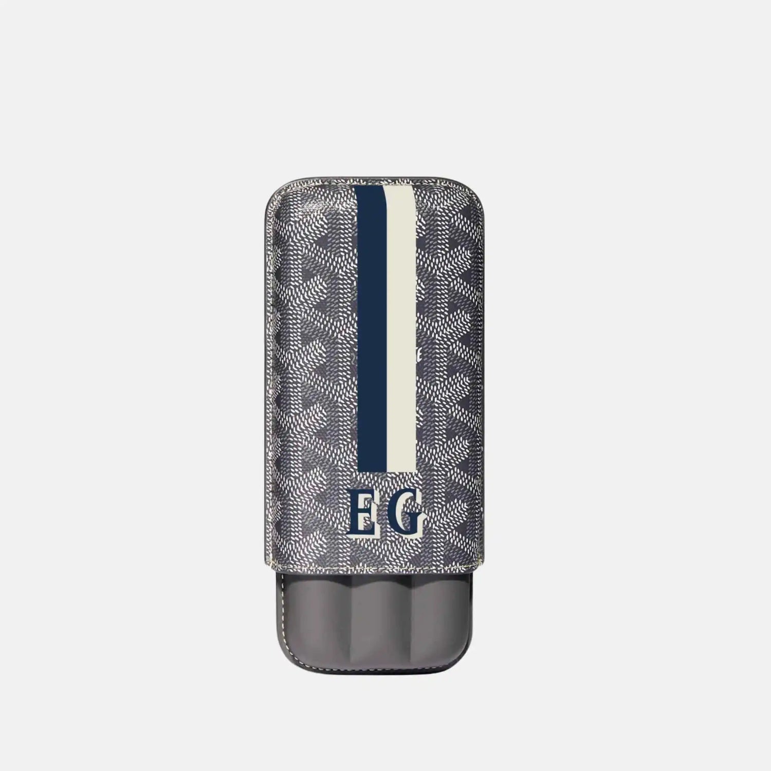 Goyard Churchill 3 Cigar Case Stripes and Initials, Grey