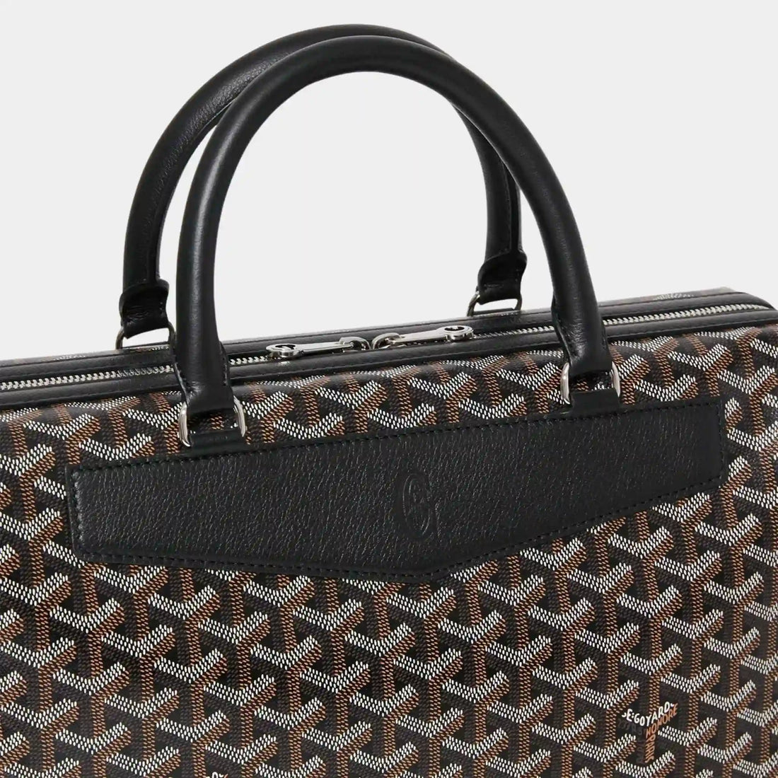 حافظة مستندات Goyard Cisalpin، سوداء، عرض قريب