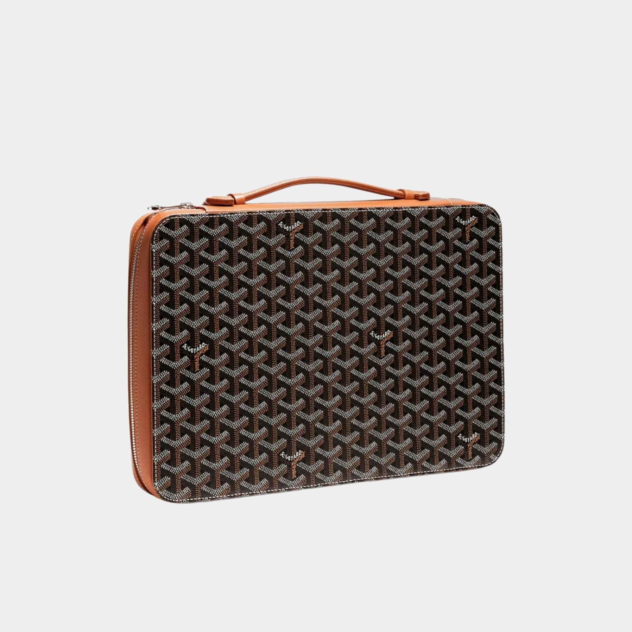 Goyard Compagnon Universel A4, Black and Tan, Front View