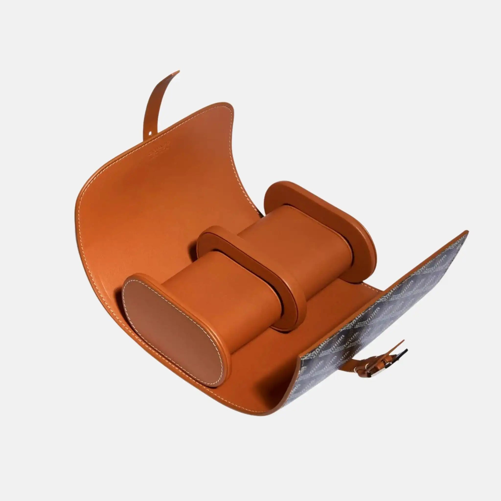 Goyard Double Travel Watch Case, Black and Tan, Inside