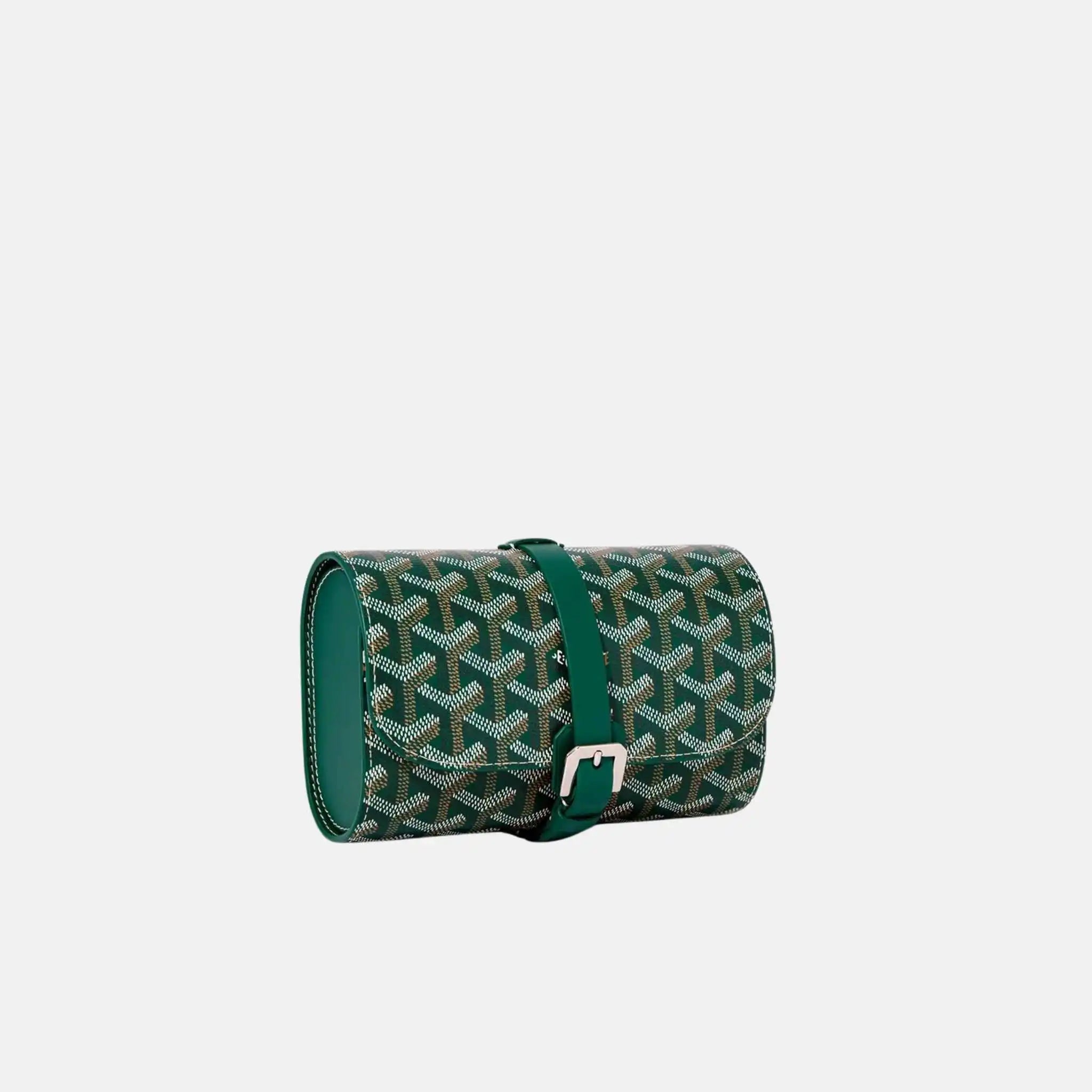 Goyard Double Travel Watch Case, Green, Front