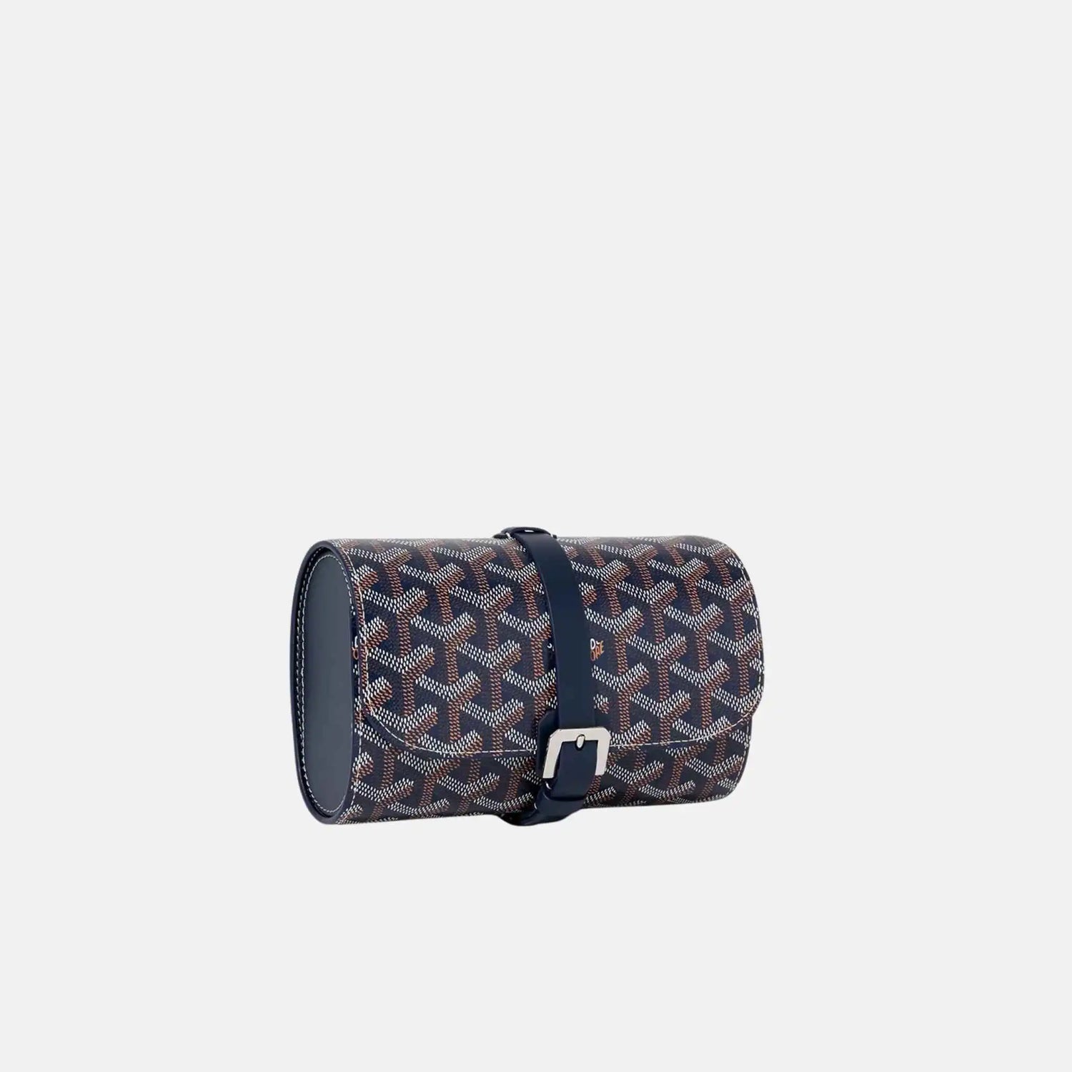 Goyard Double Travel Watch Case, Navy Blue, Front