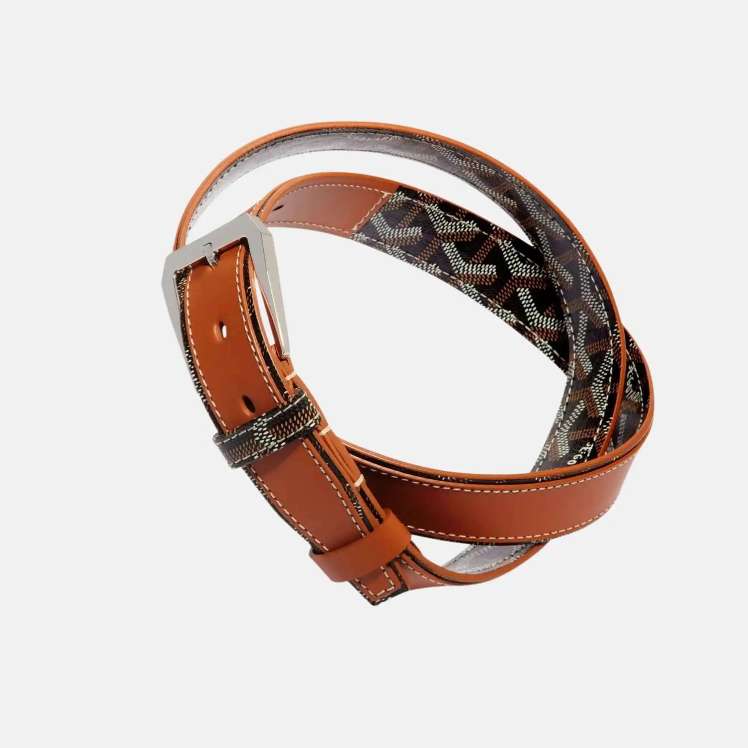 Goyard Fregate Belt, Black and Tan, Close