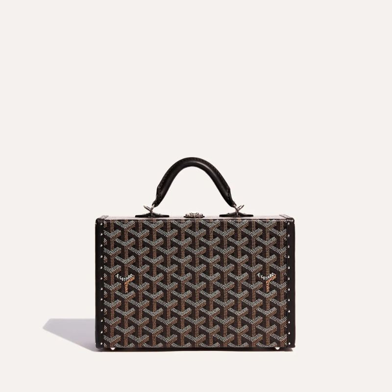 Goyard Grand Hôtel Trunk Bag, Black Color, Front View