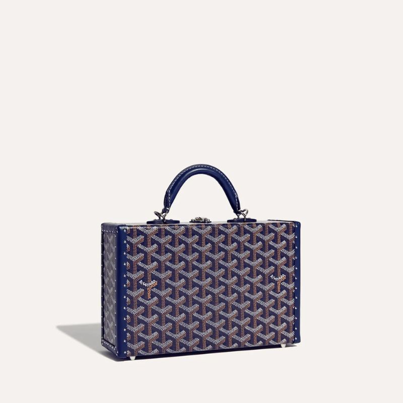 Goyard Grand Hôtel Trunk Bag, Navy Blue Color, Front View