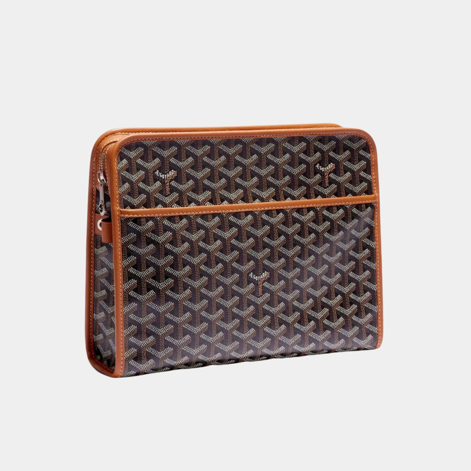 Goyard Jouvence GM Toiletry Bag, Brown, Front View