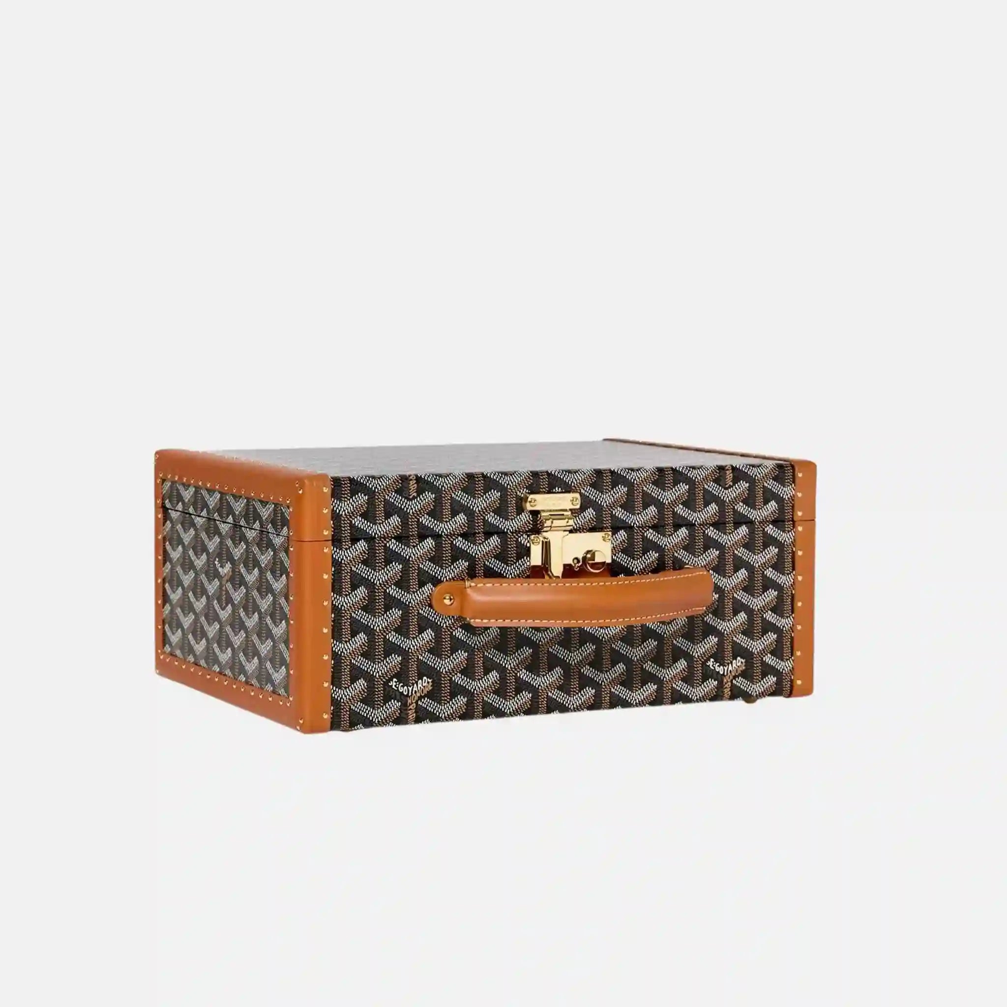 Goyard Joux 8 Watch Case, Black and Tan, Front