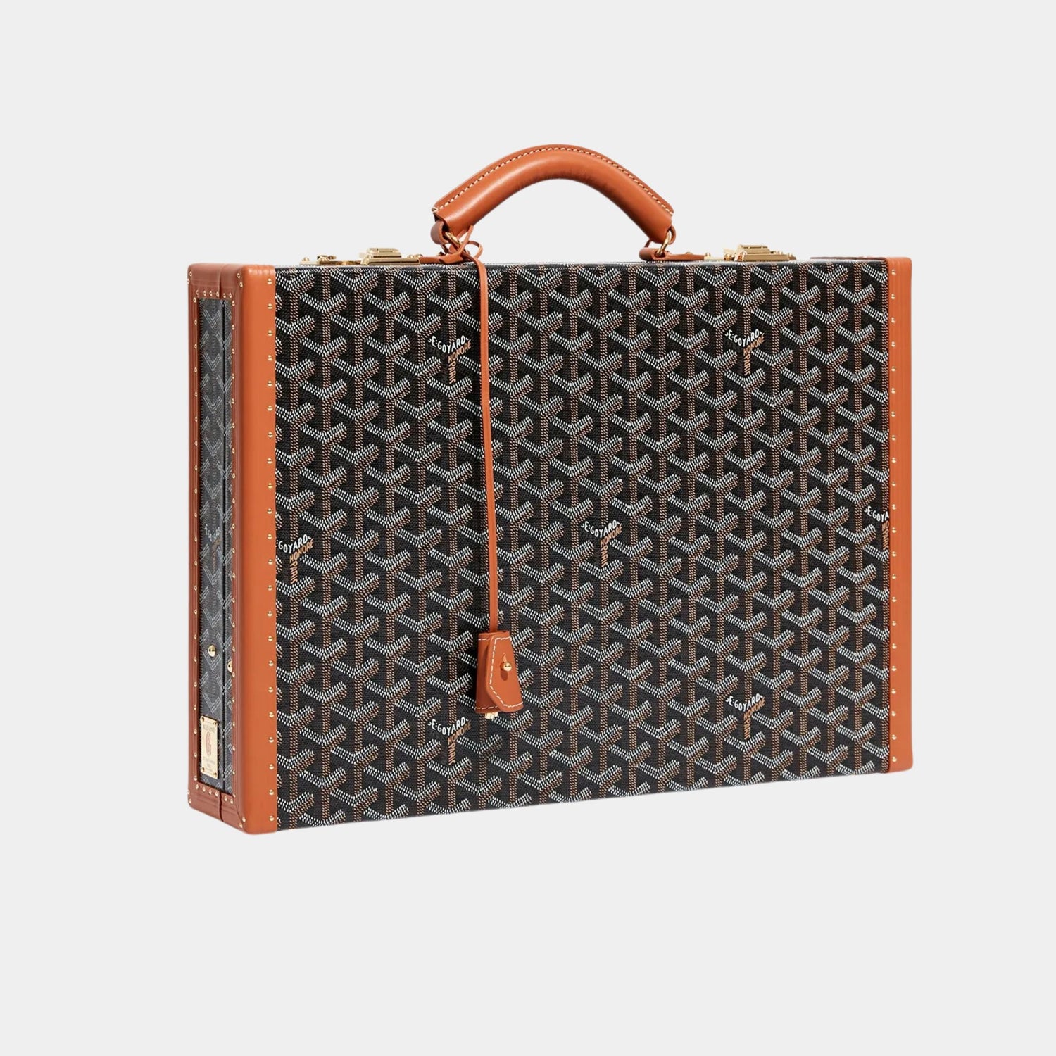 Goyard Manoir PM Document Case, Black and Tan, Front View