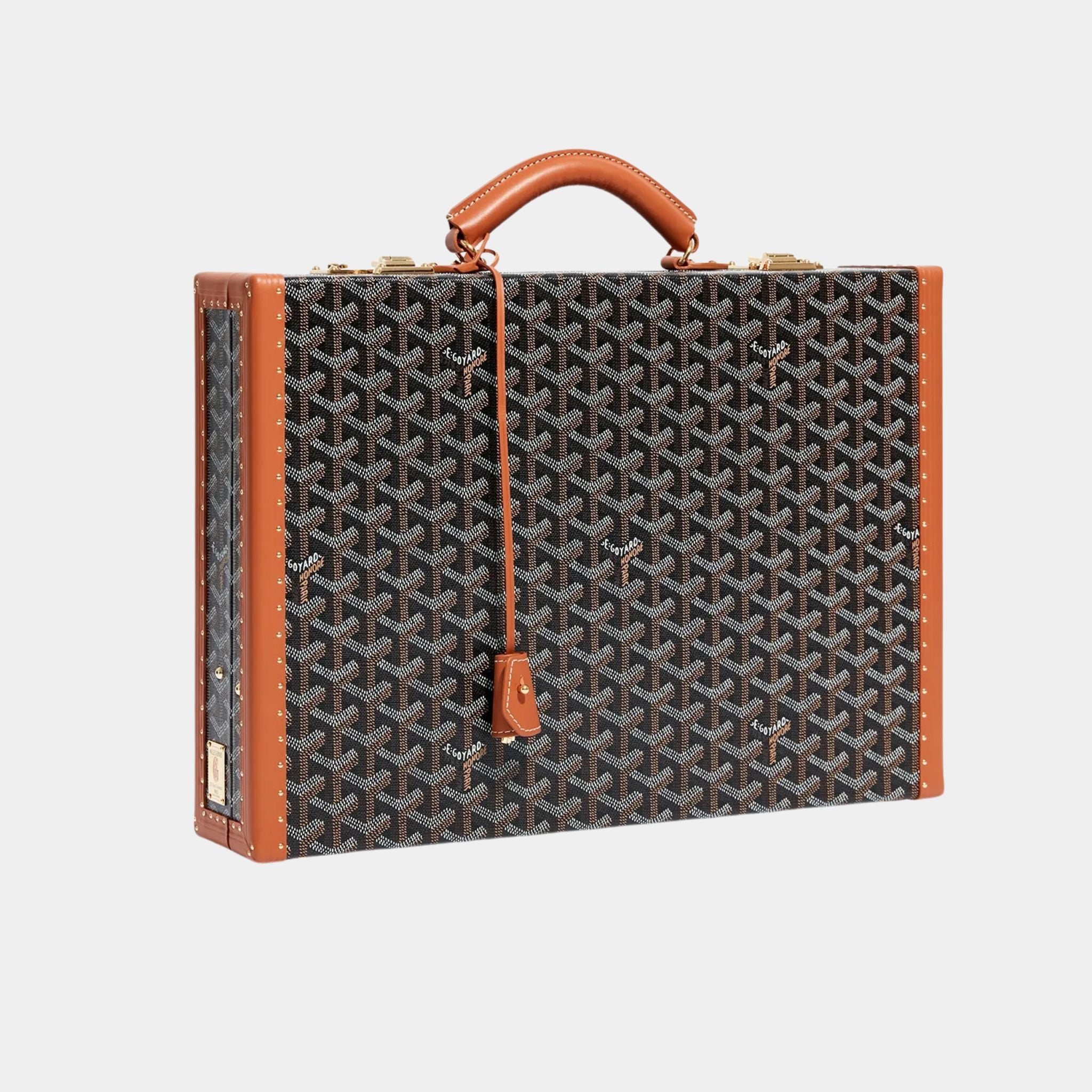 Goyard Manoir PM Document Case, Black and Tan, Front View