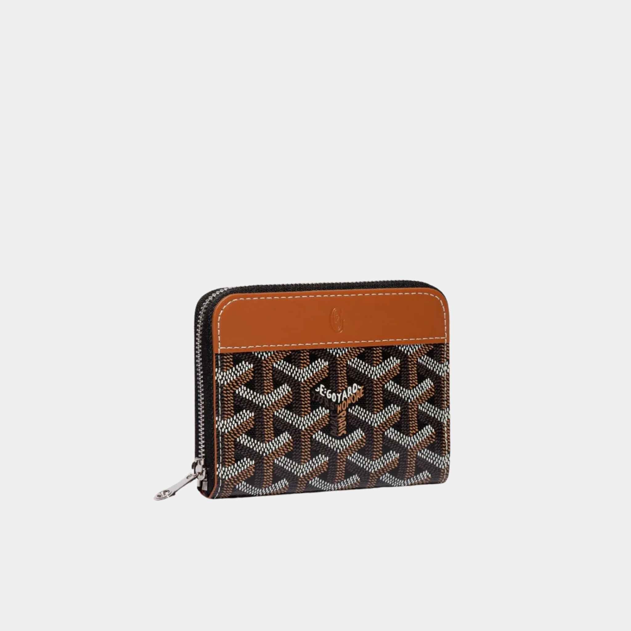 Goyard Matignon PM Wallet, Black and Tan, Front View