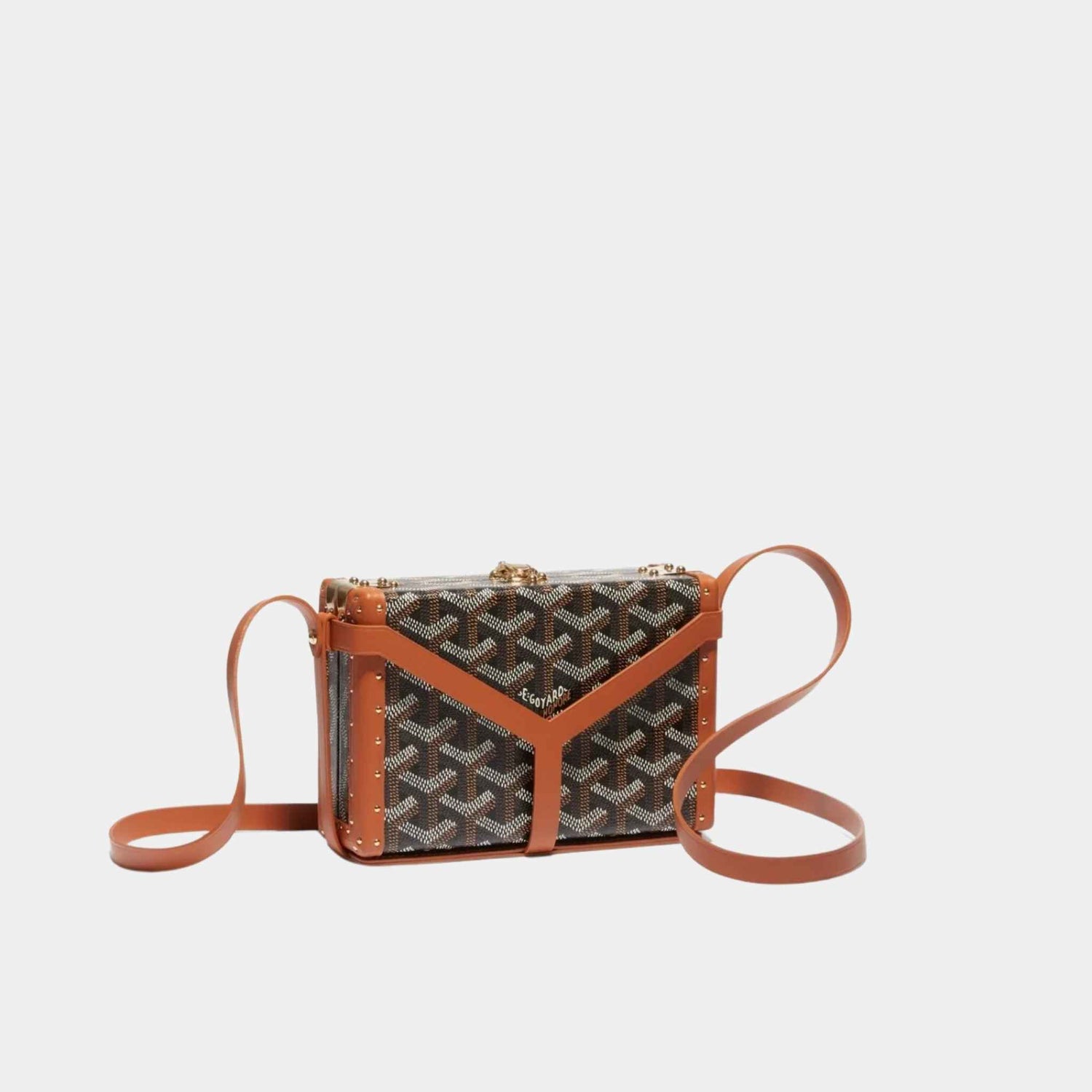 Goyard Minaudière Trunk Bag, Black and Tan, Front View