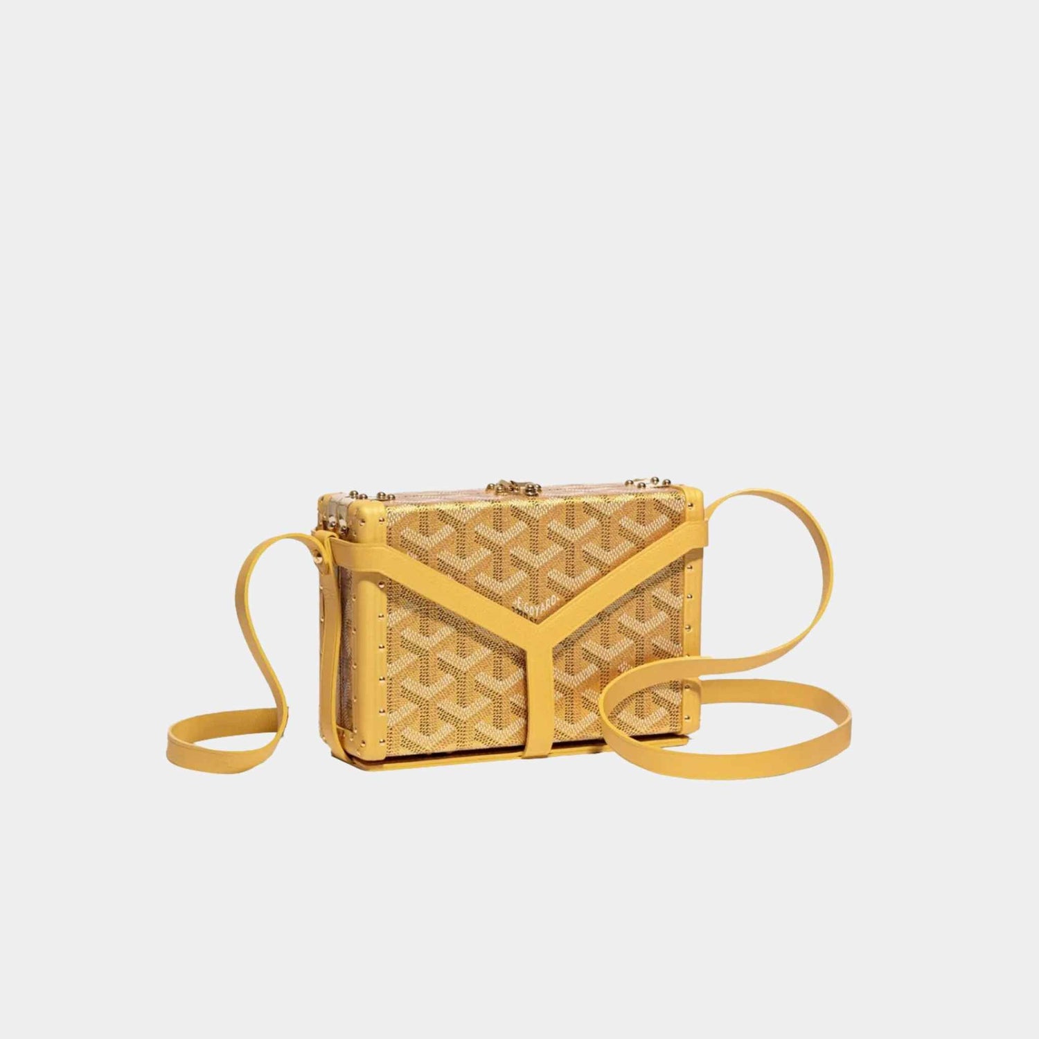 Goyard Minaudière Trunk Bag, Gold, Front View