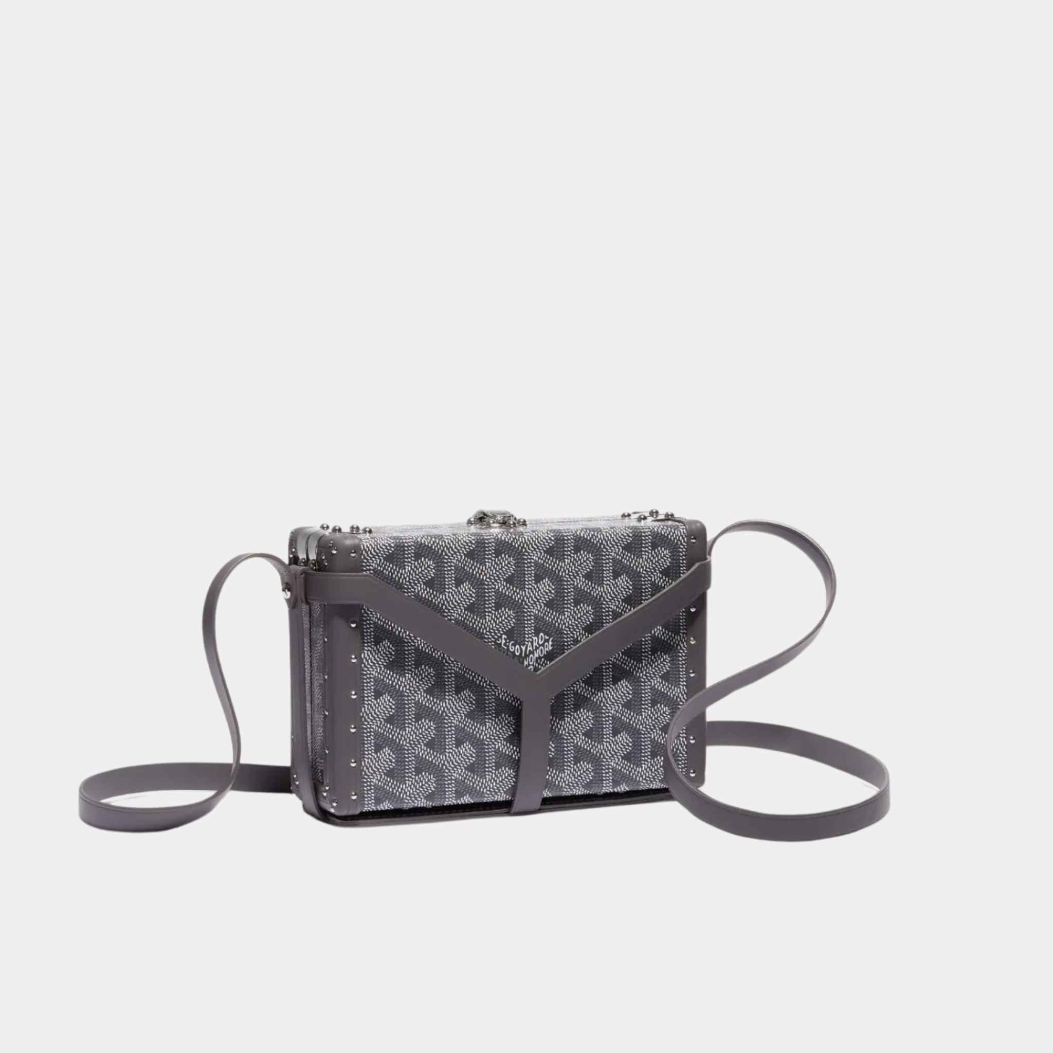 Goyard Minaudière Trunk Bag, Grey, Front View