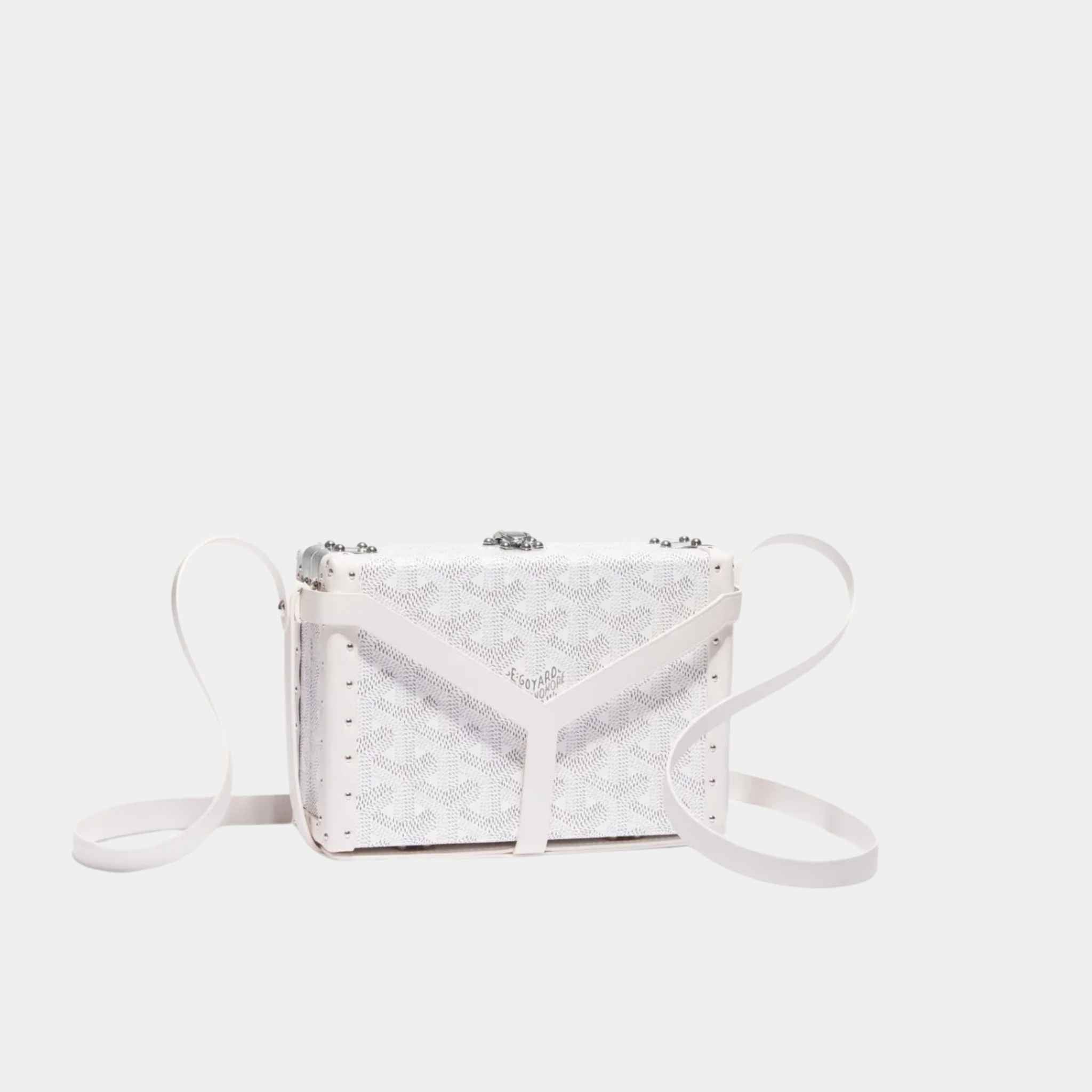 Goyard Minaudière Trunk Bag, White, Front View