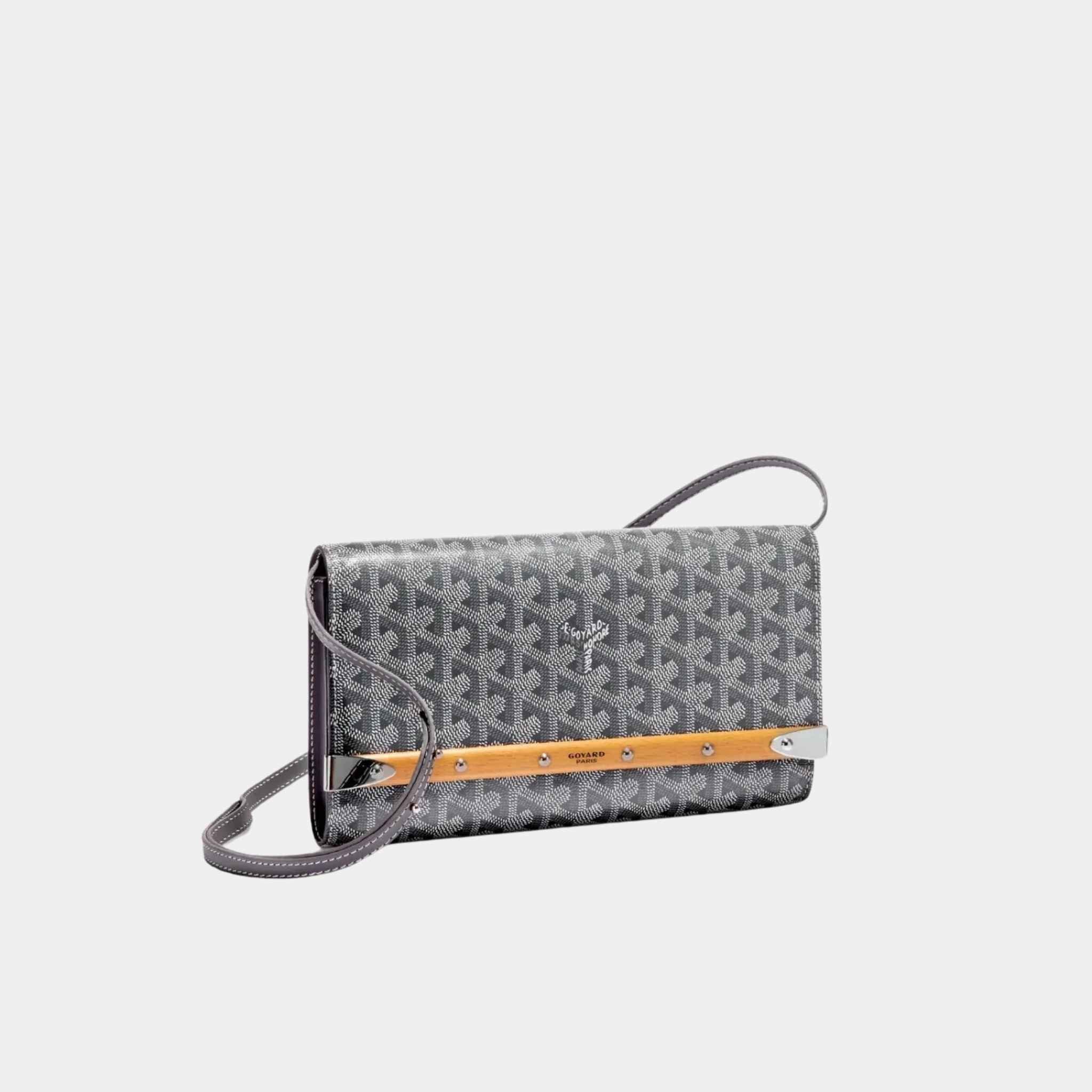 Goyard Monte-Carlo PM Clutch Handbag, Grey, Front View