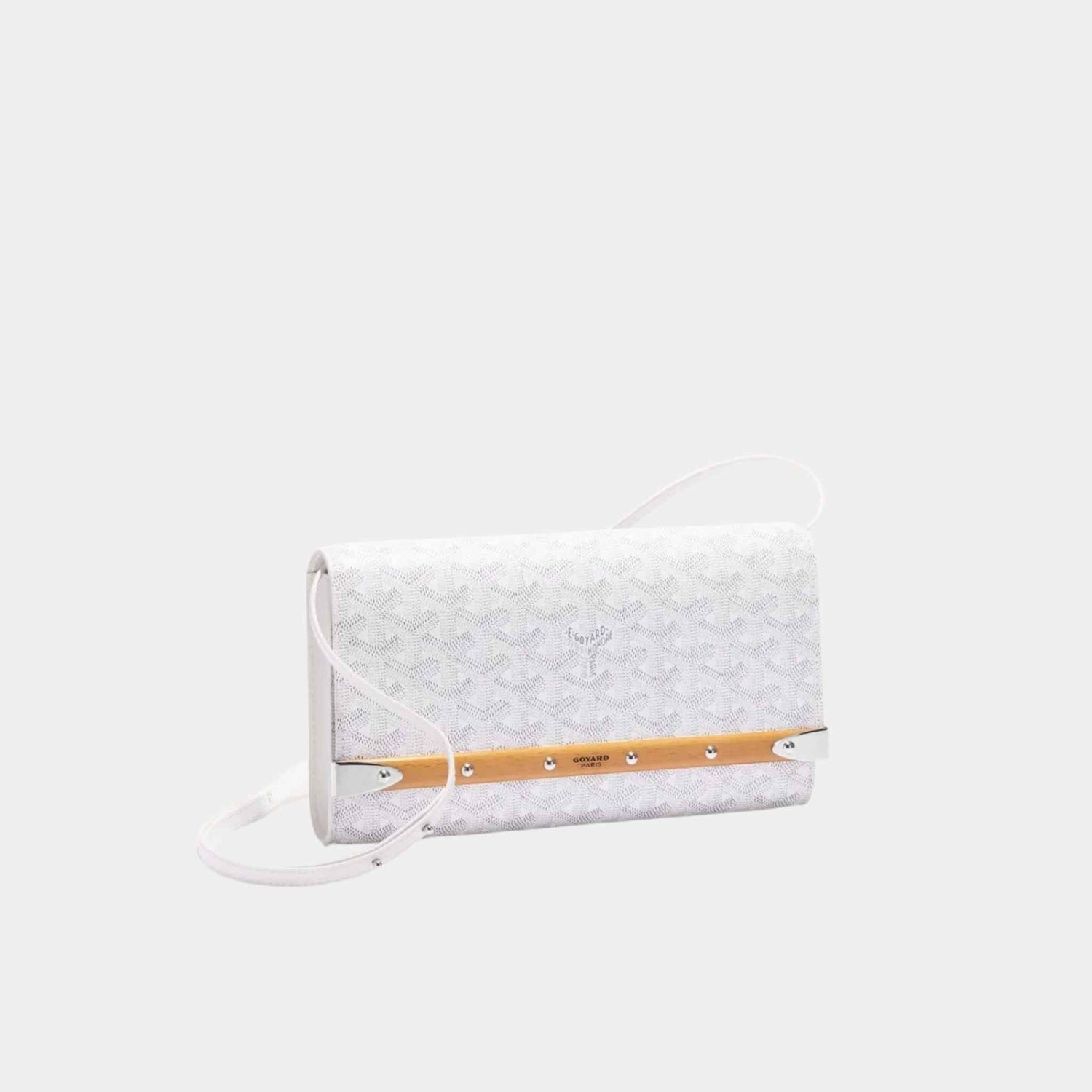 Goyard Monte-Carlo PM Clutch Handbag, White, Front View