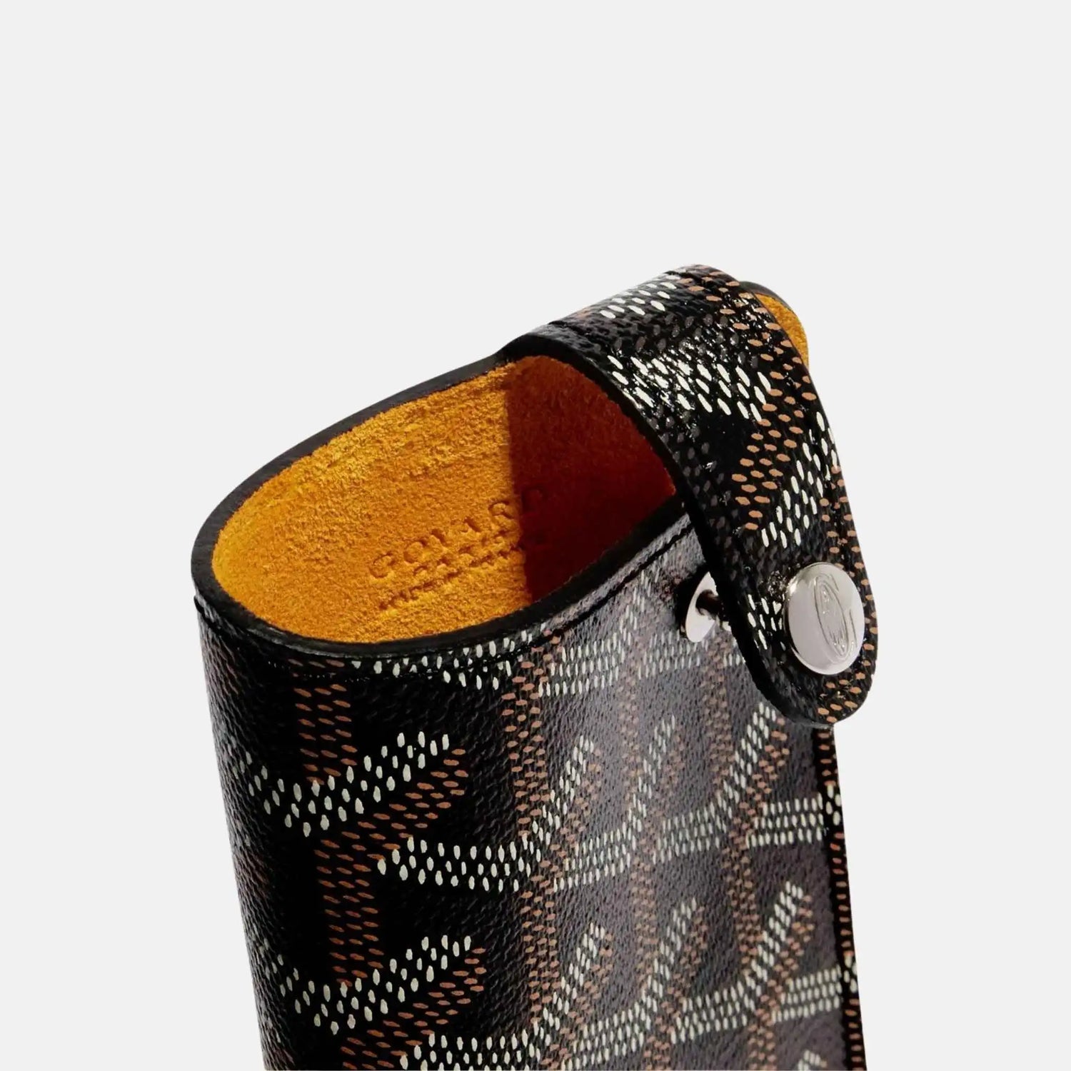 Goyard Montmartre PM Glasses Case Stripes and Initials, Black, Close