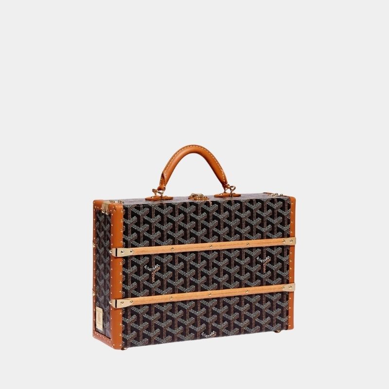 Goyard Palace MM Trunk Bag, BlackAndTan, FullView