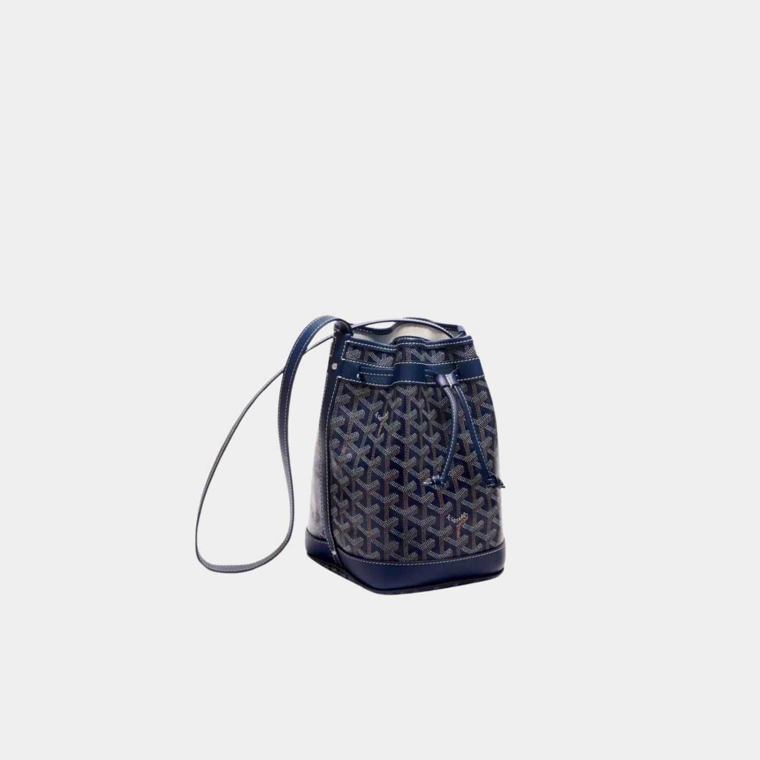 Goyard Petit Flot Bucket Bag, Navy Blue, Front View