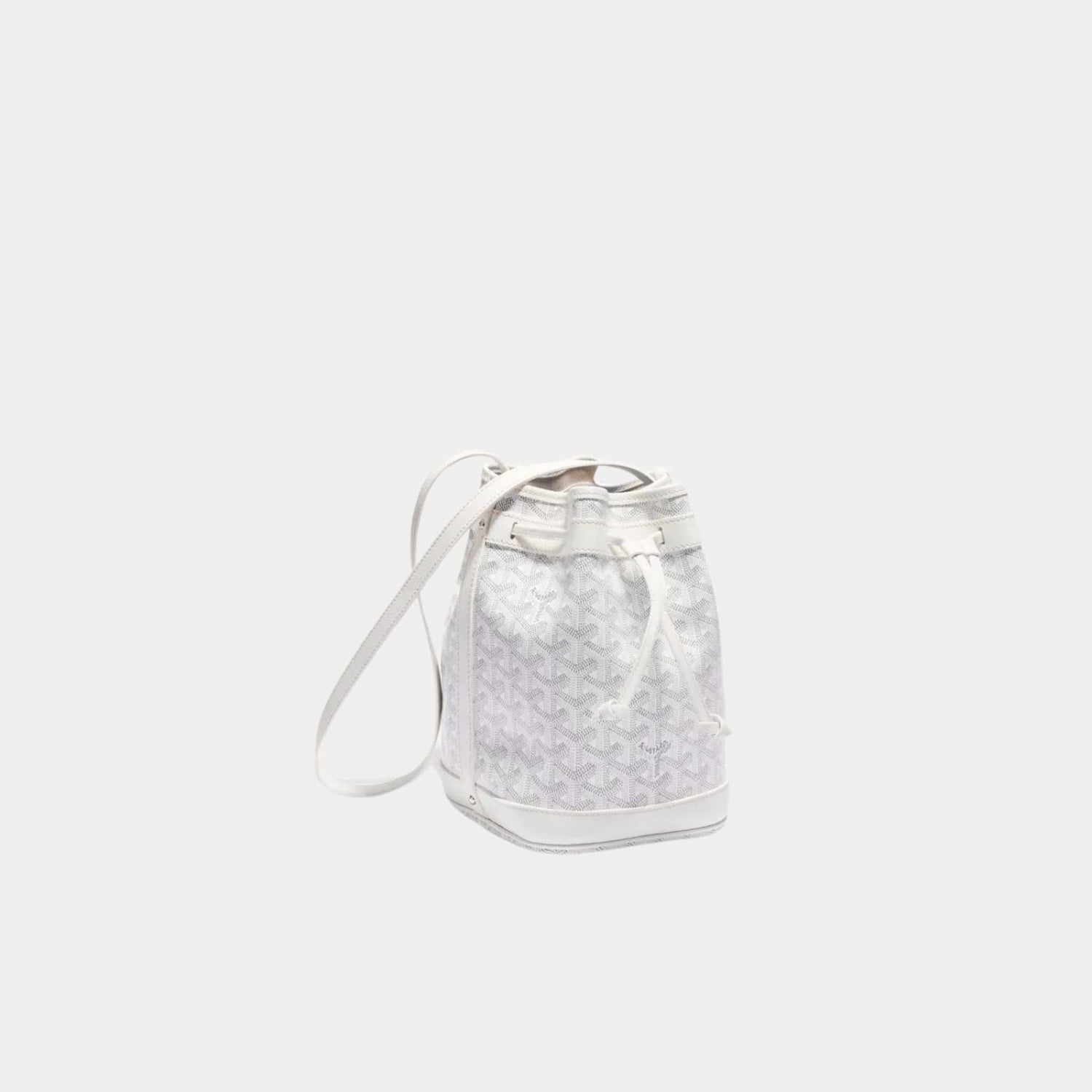 Goyard Petit Flot Bucket Bag, White, Front View