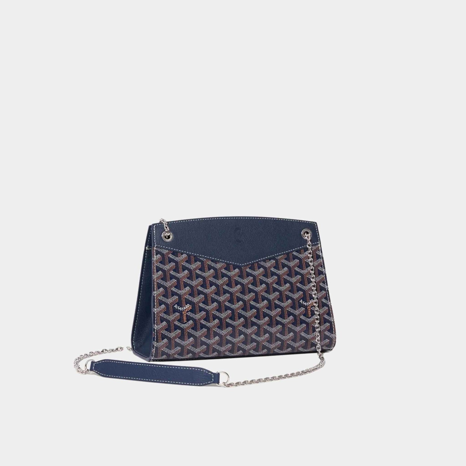 Goyard Rouette Structuré PM Handbag, Navy Blue, Front View