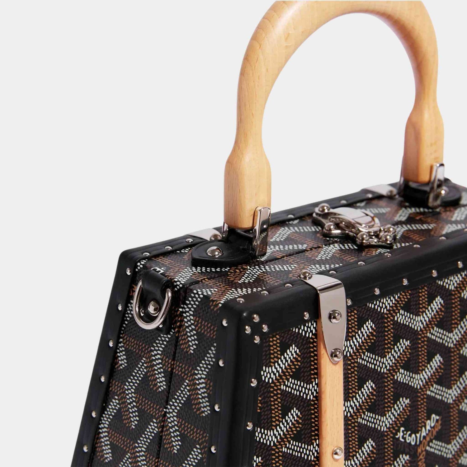 Goyard Saïgon Mini Trunk Bag Black, Closeup