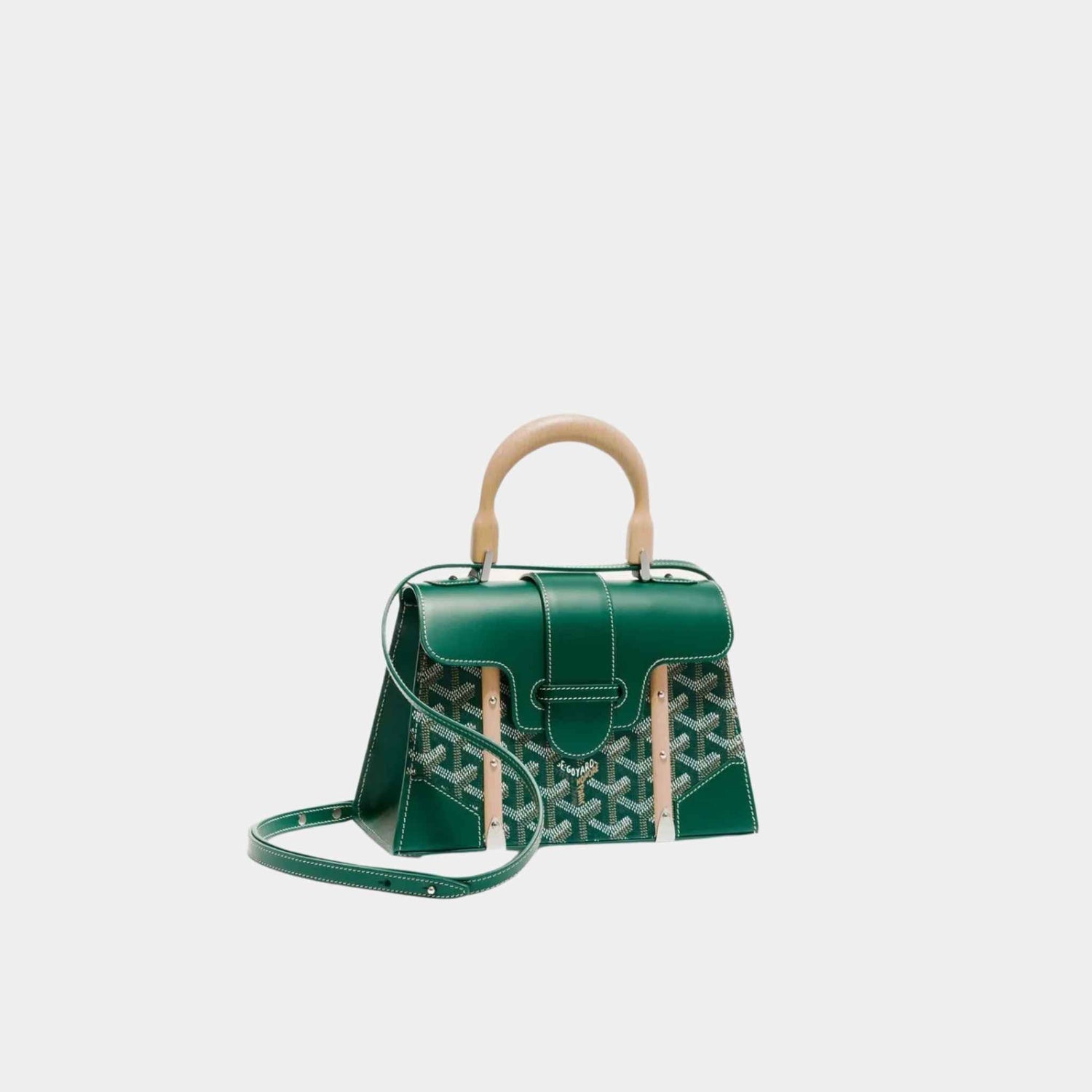 Goyard Saïgon Structuré Mini Bag, Green, Front View