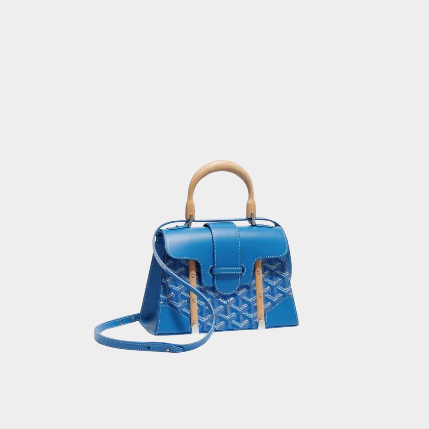 Goyard Saïgon Structuré Mini Bag, Sky Blue, Front View