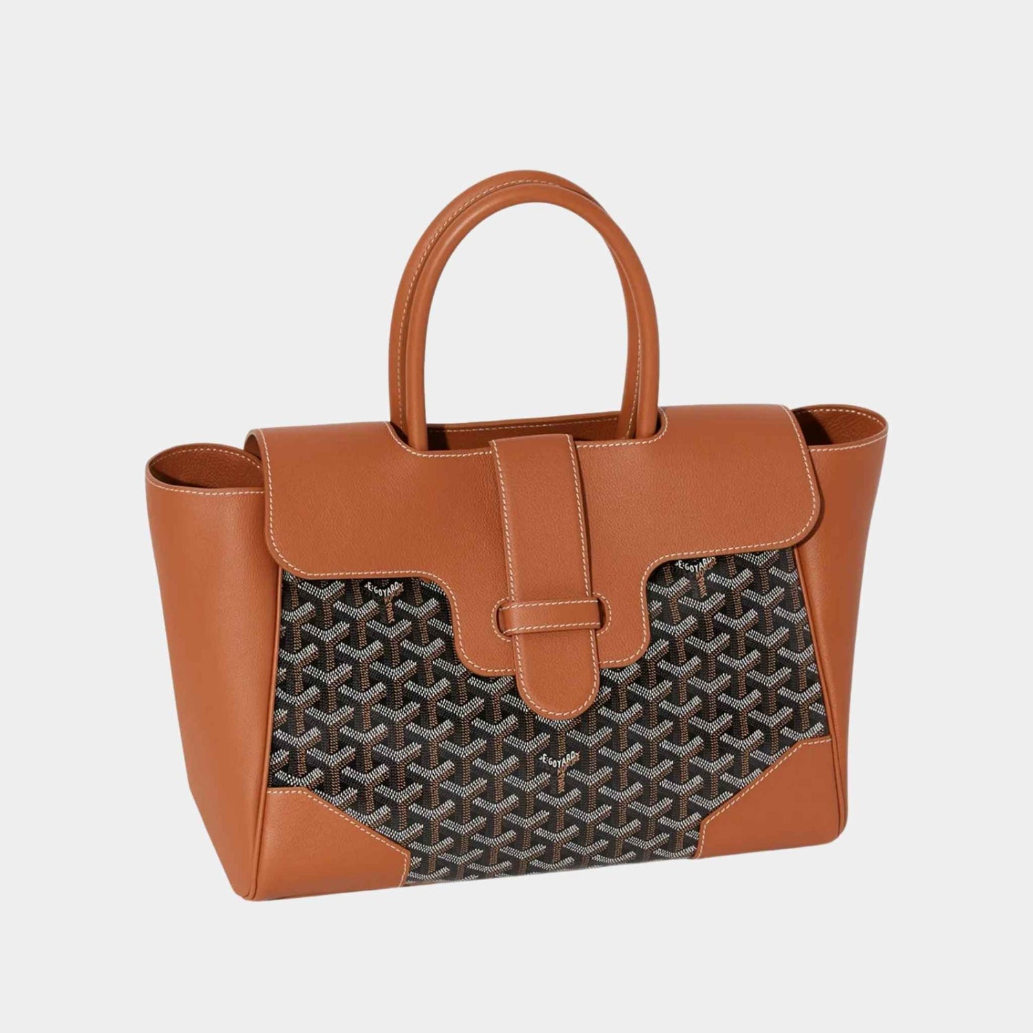 Goyard Saïgon Tote Bag, Black and Tan, Front View