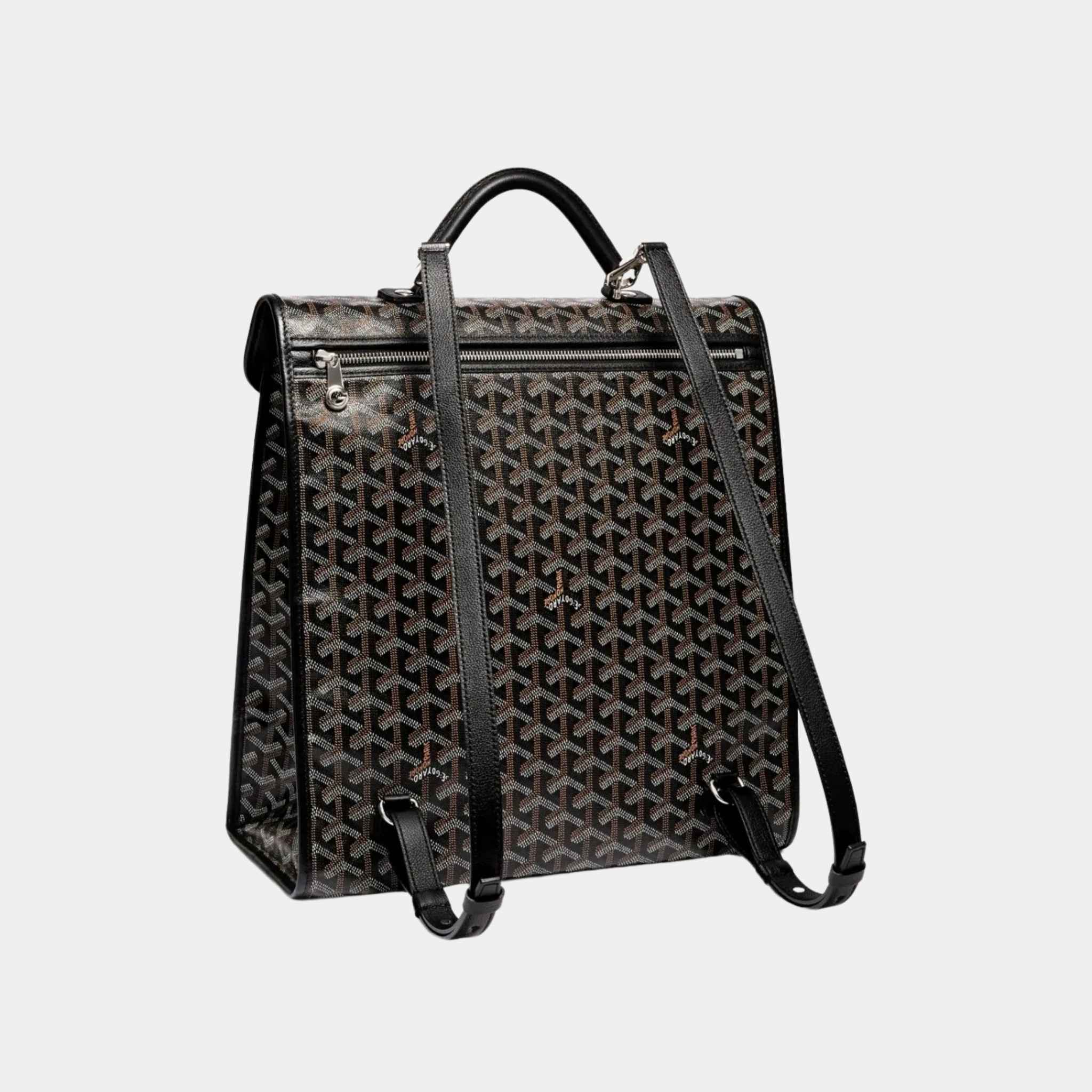 Goyard Saint Léger Backpack, Black, Back View