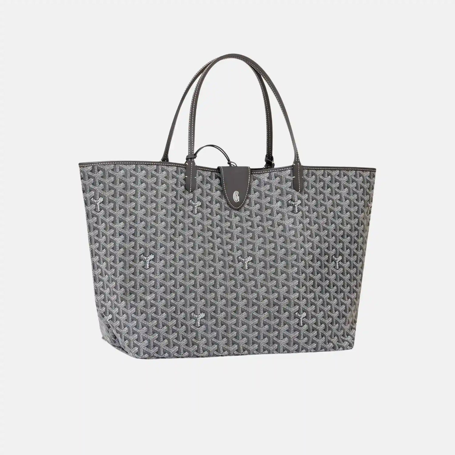 Goyard Saint Louis GM Bag, Grey, Front, WIth Croc