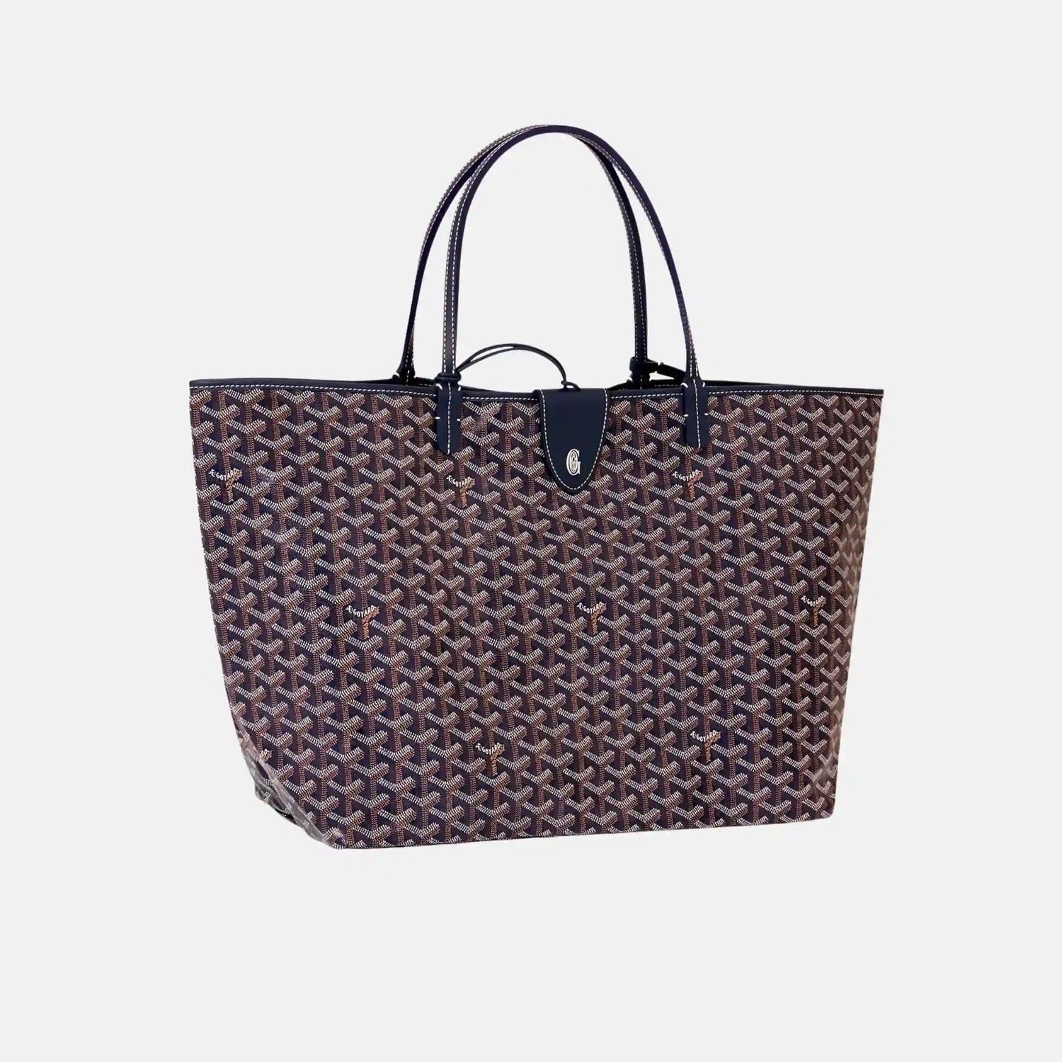 Goyard Saint Louis GM Bag, Navy Blue, Front, WIth Croc