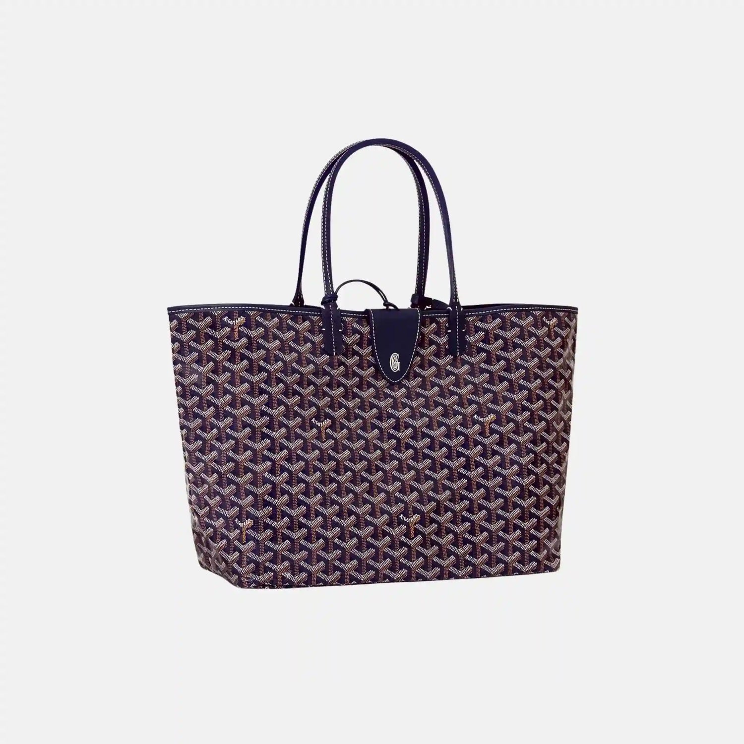 Goyard Saint Louis PM Bag, Navy Blue, Front, With Croc