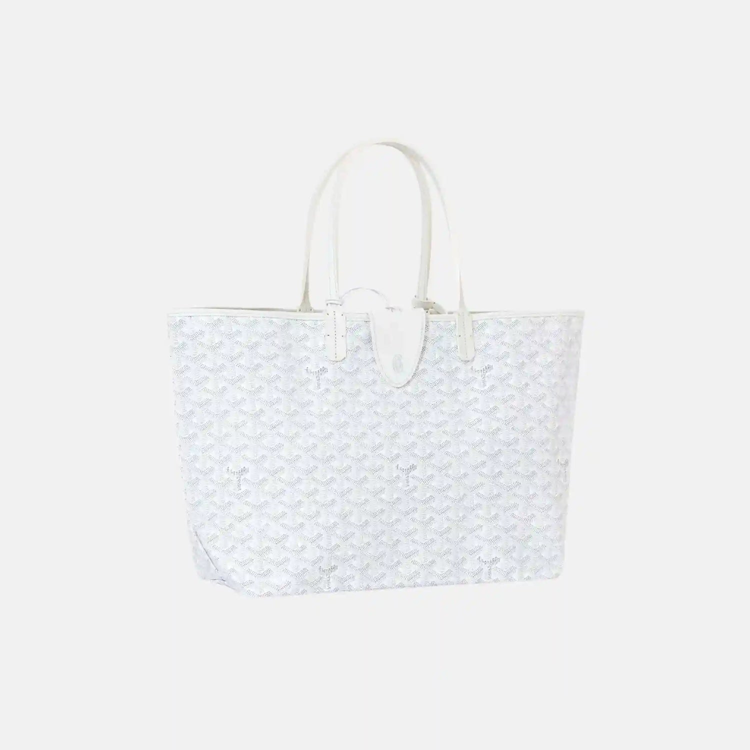 Goyard Saint Louis PM Bag, White, Front, With Croc