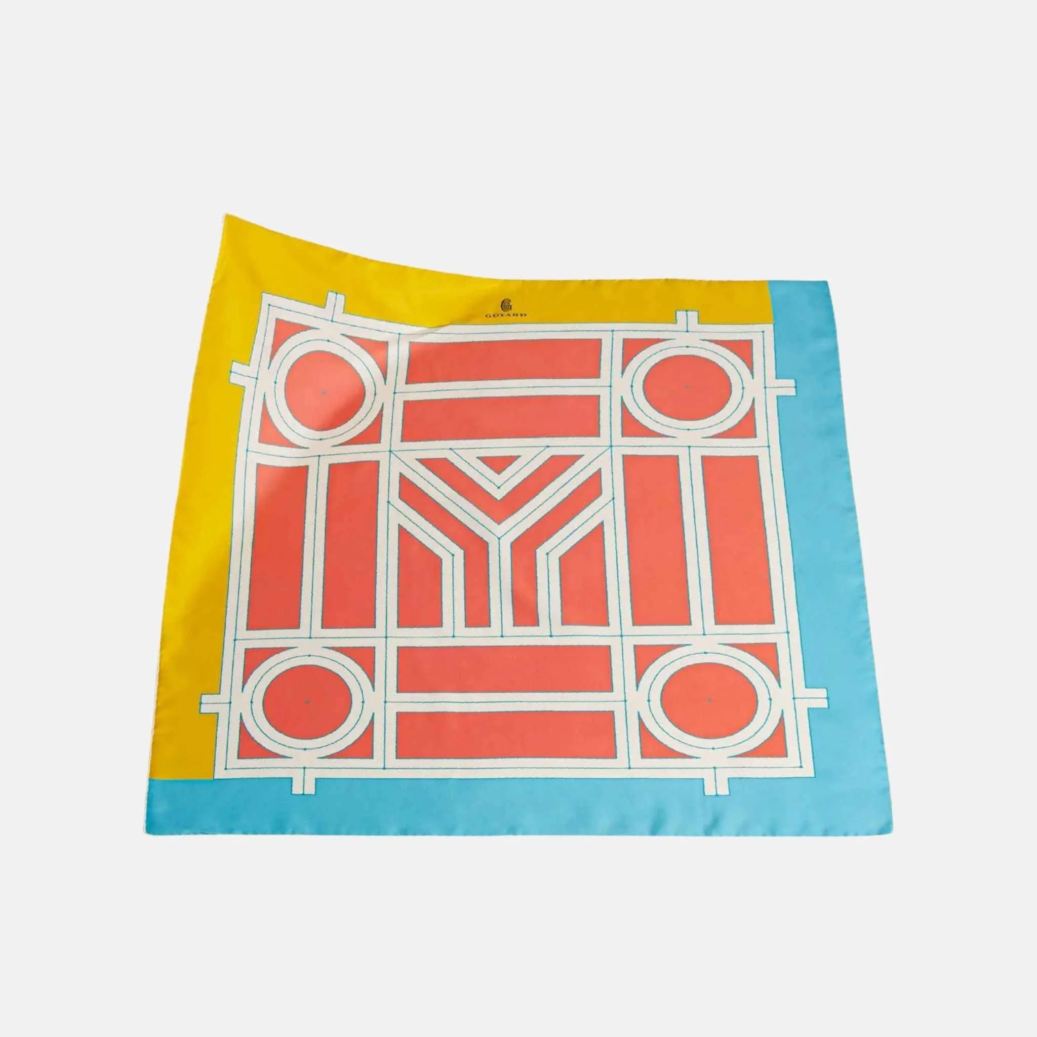 Goyard Scarf No 4, Orange Sky Blue and Yellow, Front