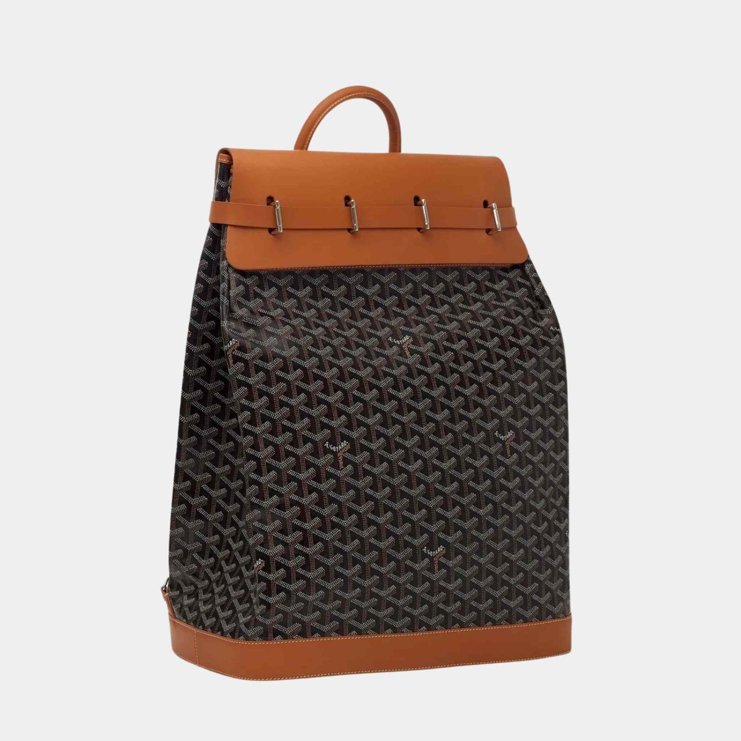 Goyard Steamer PM Bag, Black And Tan, Front