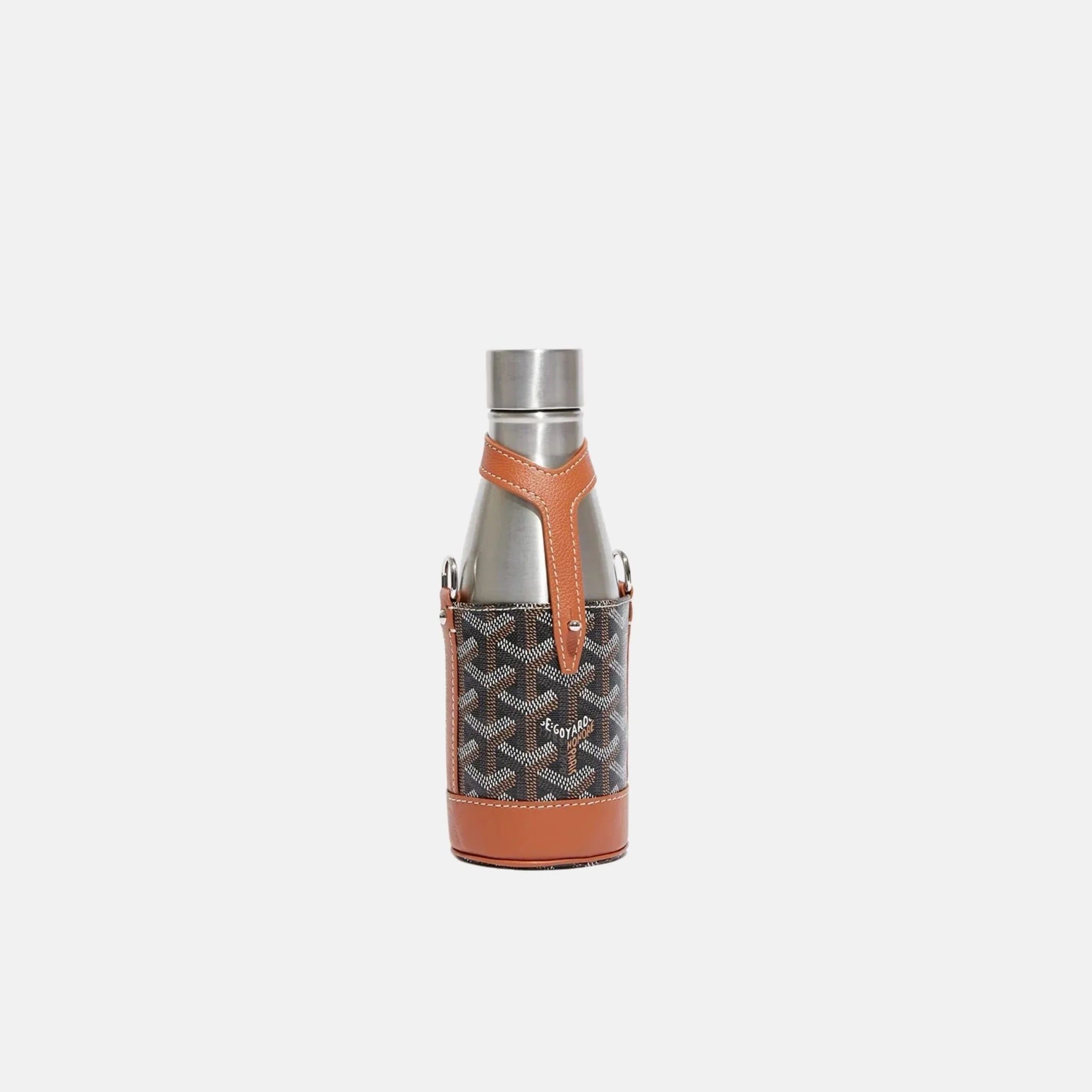Goyard Yonne PM Case and Flask, Black and Tan