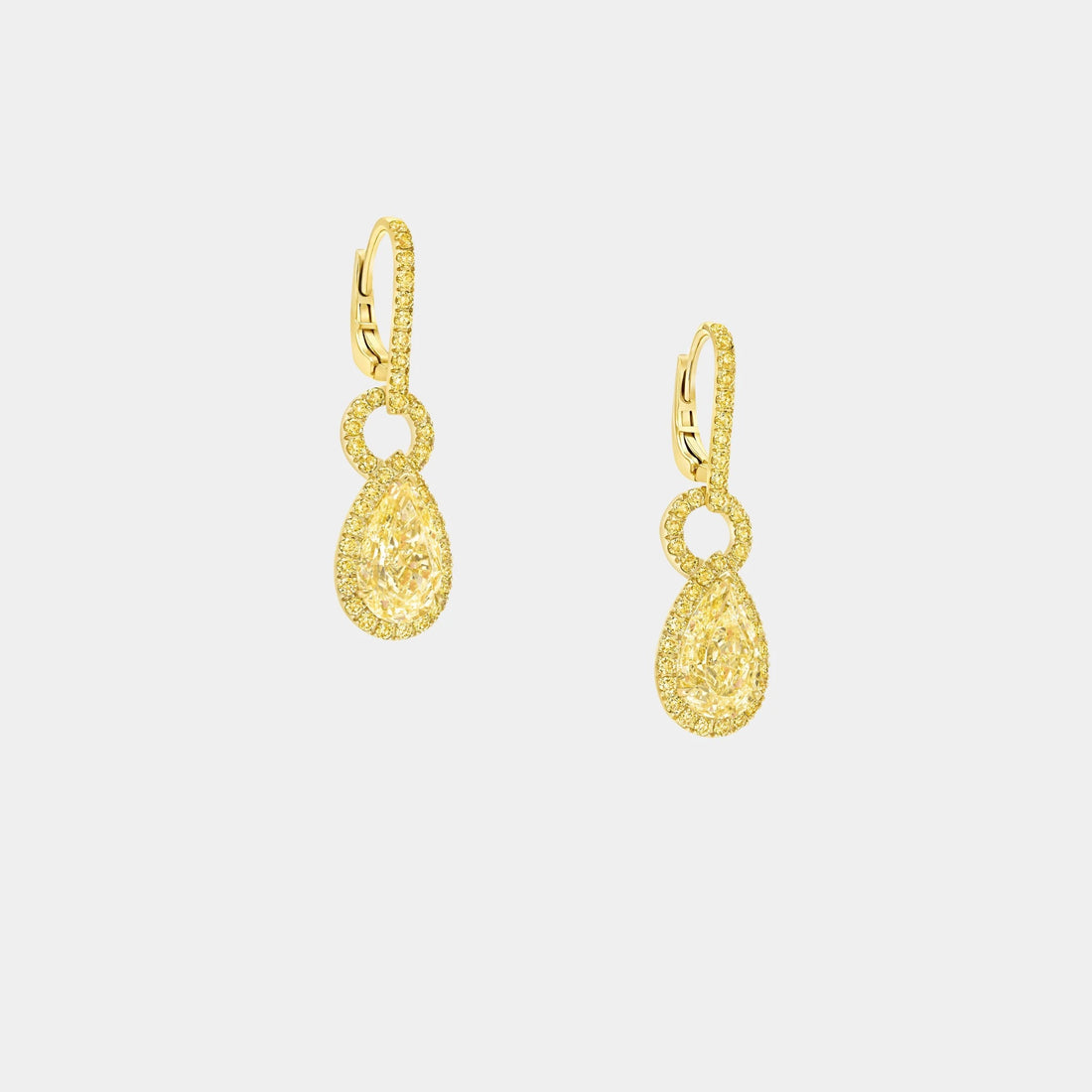 Graff Icon 8 Pear Shape Yellow Diamond Earrings, Yellow Gold, Side