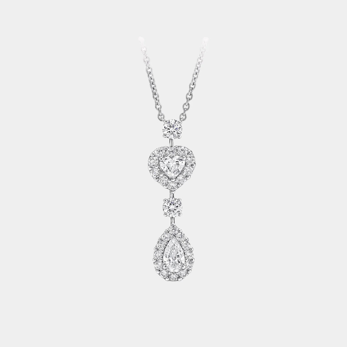 Icon Heart and Pear Shape Diamond Drop Necklace