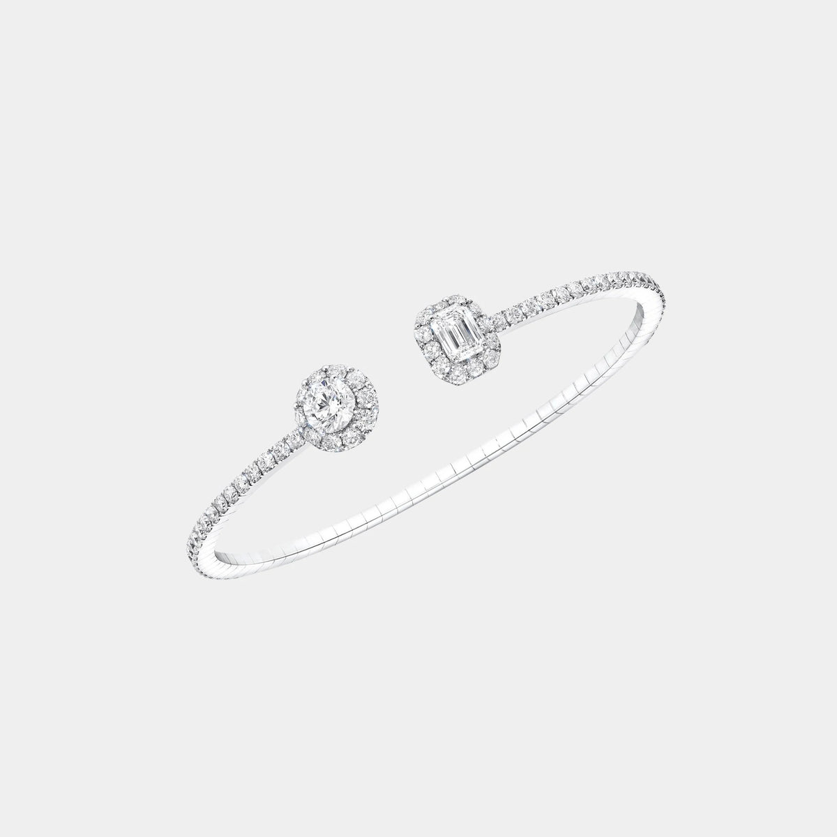 Icon Round and Emerald Cut Open Diamond Bangle