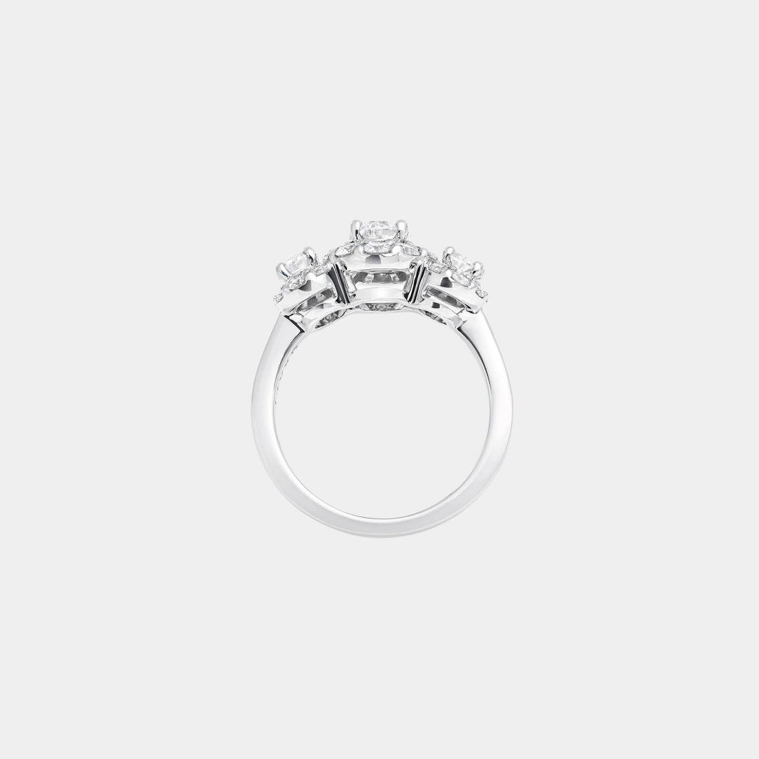 Graff Icon Three Stone Oval Diamond Engagement Ring, White Gold, Side